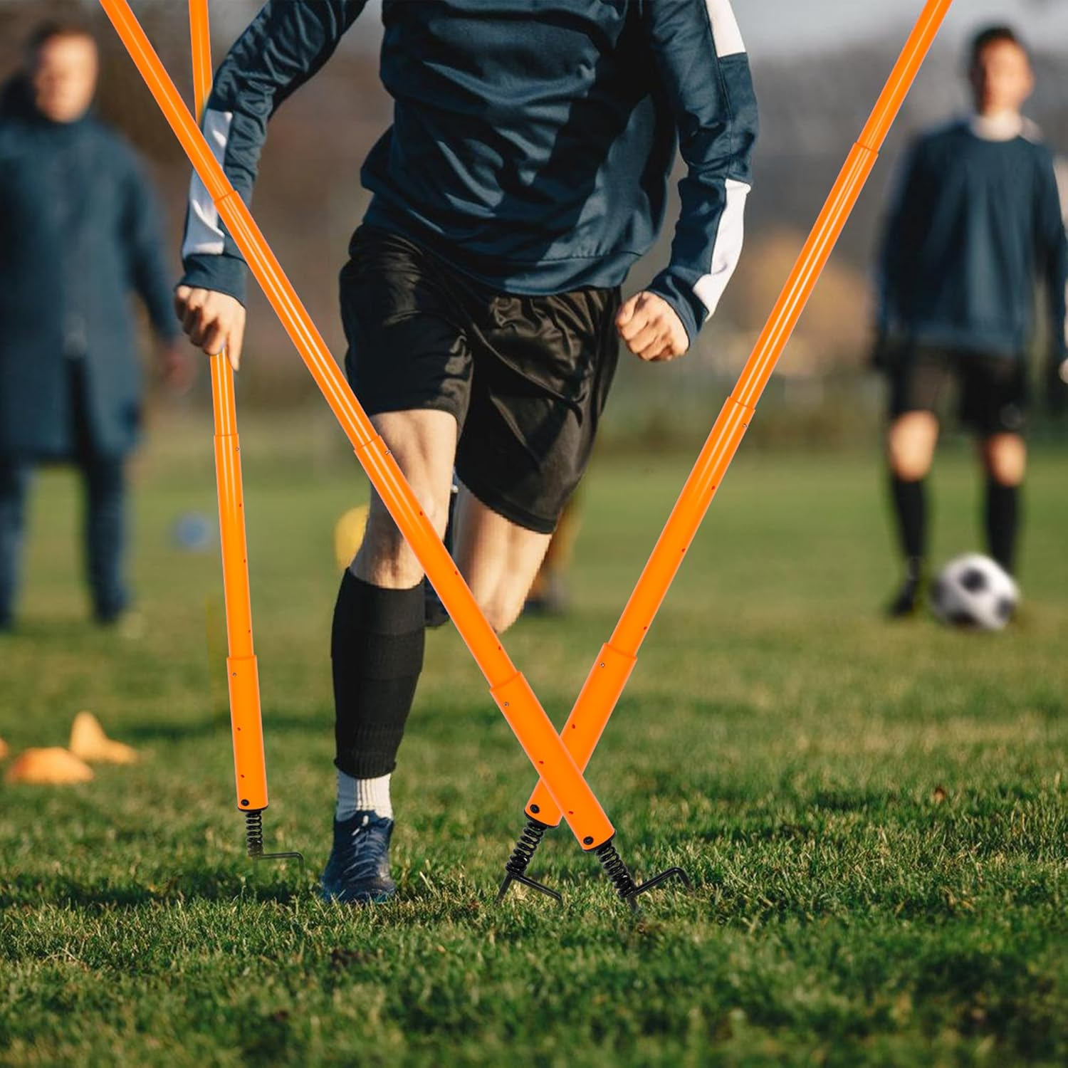 BOOSTEADY Removable Soccer Agility Training Poles Adjustable for Football Training Outdoor Sports Speed Training Equipment 4Pcs Short Pole 47 Inch Youth image number 2