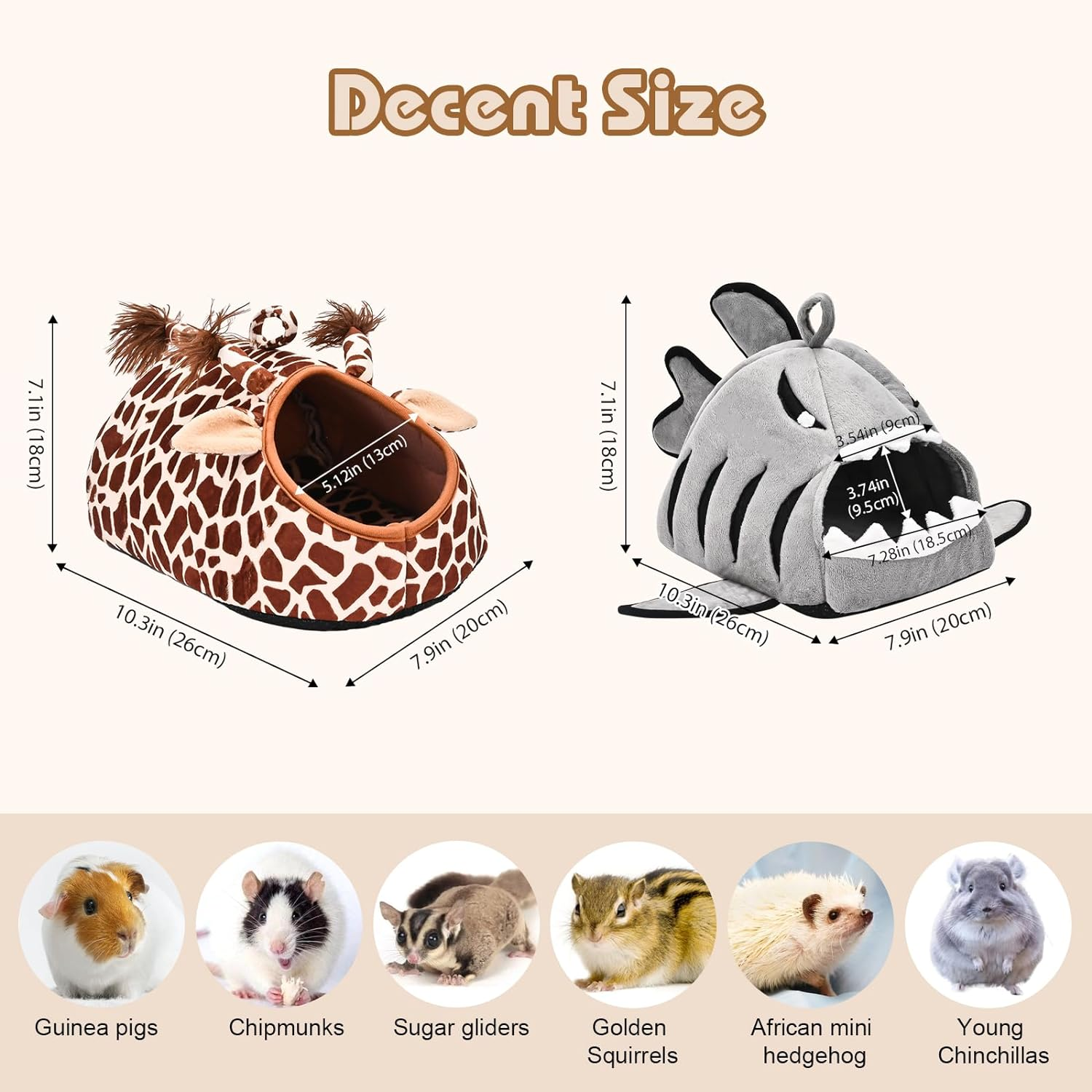 Avont 2 Pack Guinea Pig Bed House Hideout, Small Animal Hideaway Cage Accessories, Washable Sleeping Bed for Dwarf Rabbits Chinchillas Hamsters Hedgehogs Ferrets Bearded Dragons and Rats image number 3