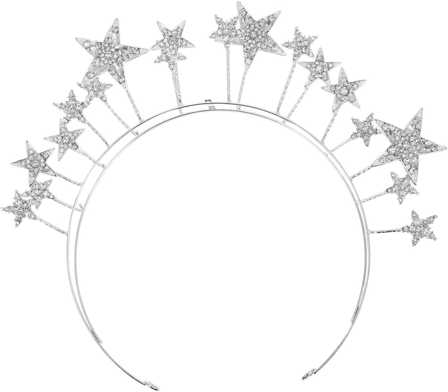 LALAFINA Star Headband Rhinestone Star Headpiece Shiny Bridesmaid Star Headwear Glitter Hair Accessories for Wedding Birthday Costume Party, Silver image number 2