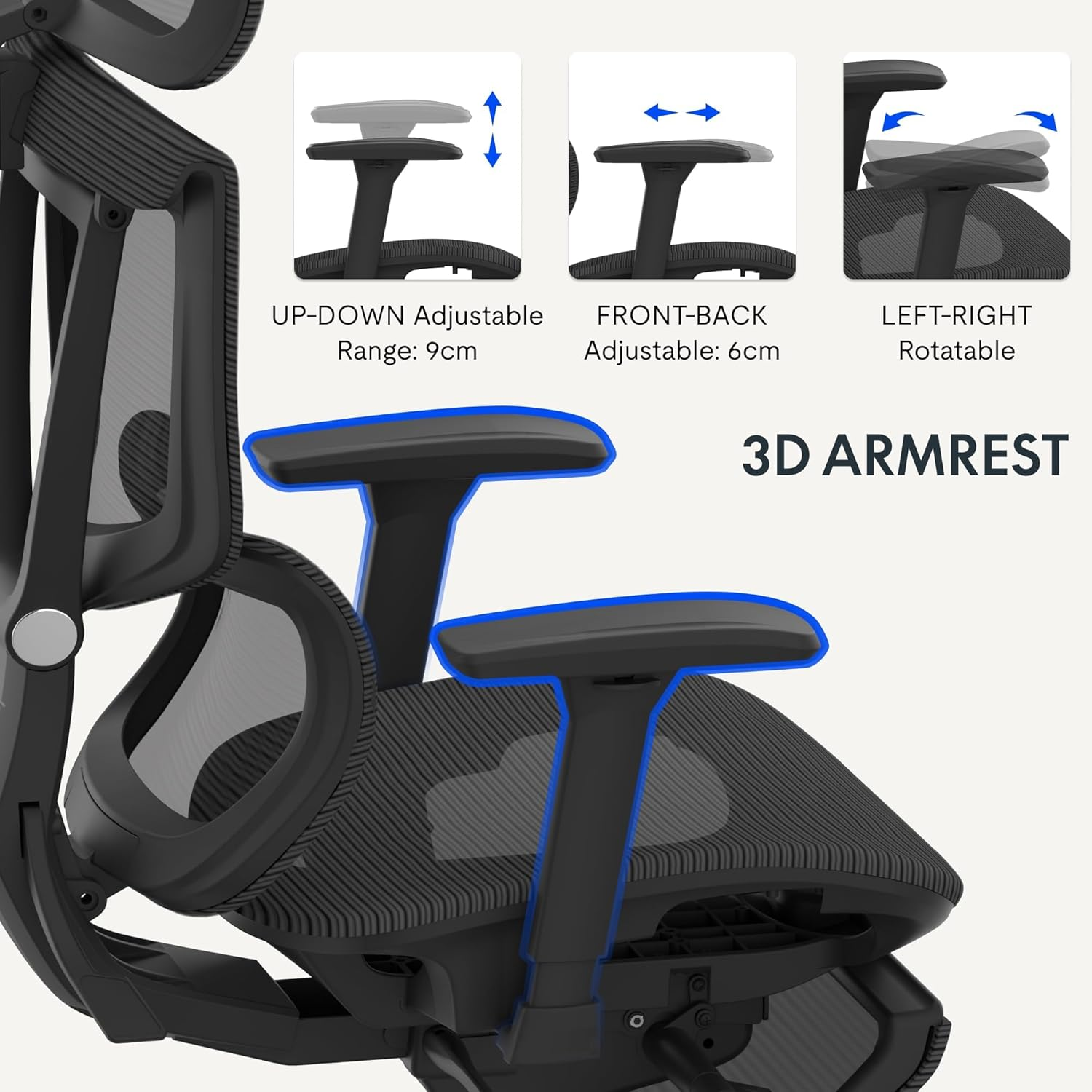 FLEXISPOT C7 Ergonomic Office Chair Adjustable Height Swivel Features Headrest Armrests Lumbar Support Smooth Wheels Black Grey Mesh Seat with Footrest Ultimate Choice for Comfort Style image number 2