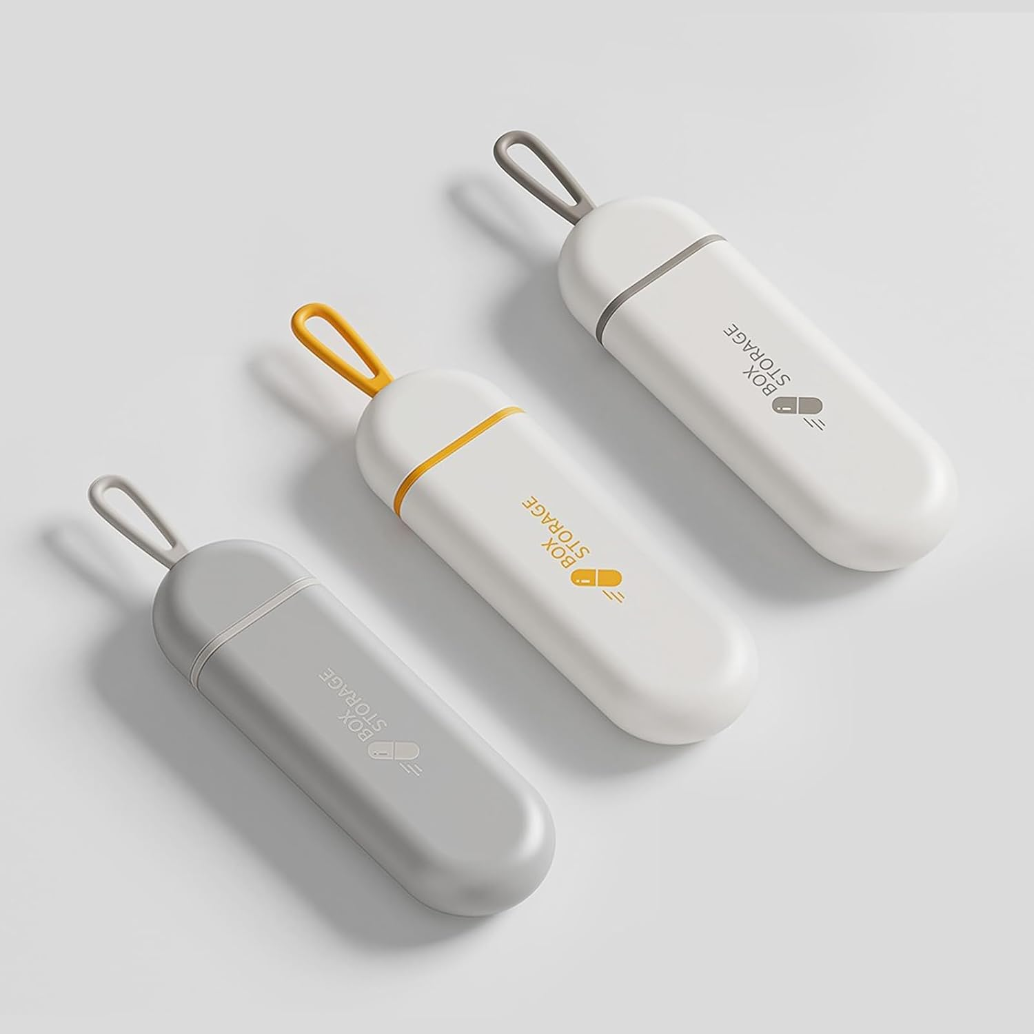 Travel Pill Organiser, 3 Cell Portable Waterproof Pill Box with Silicone Carrying Ring, Mini Pill Box Perfect for Office, Temporary Travel, Easily Put in Wallet. (Orange-White)