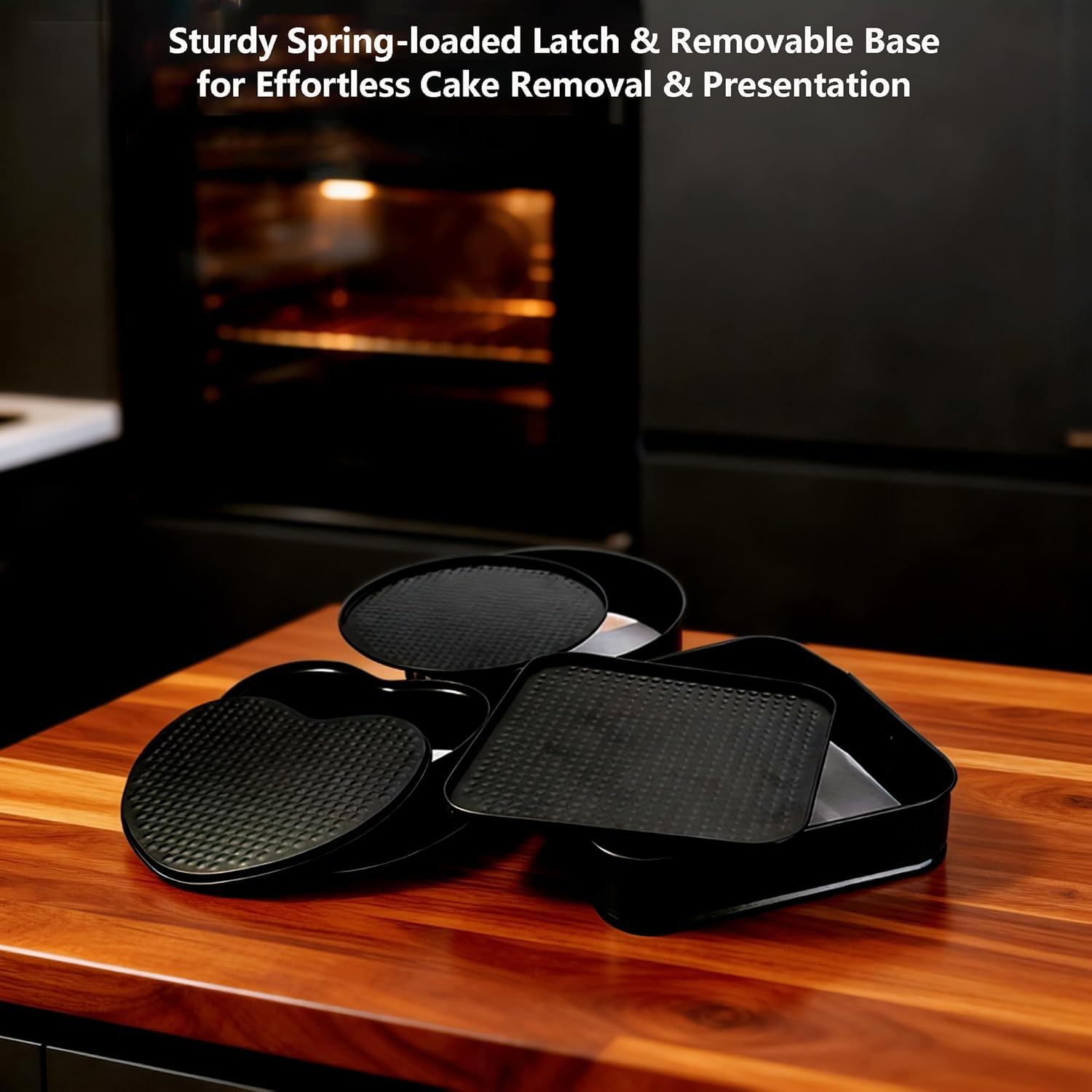 Non-Stick Springform Cake Pan Set of 3 Shapes round Square Heart image number 2