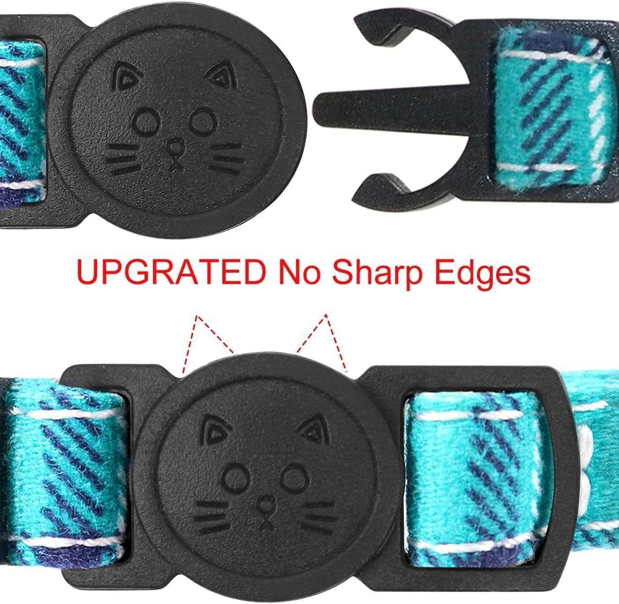 Cat Collar Breakaway with Bell and Bow Tie, Plaid Design Adjustable Safety Kitty Kitten Collars (Style1, 1.0 * 28CM)