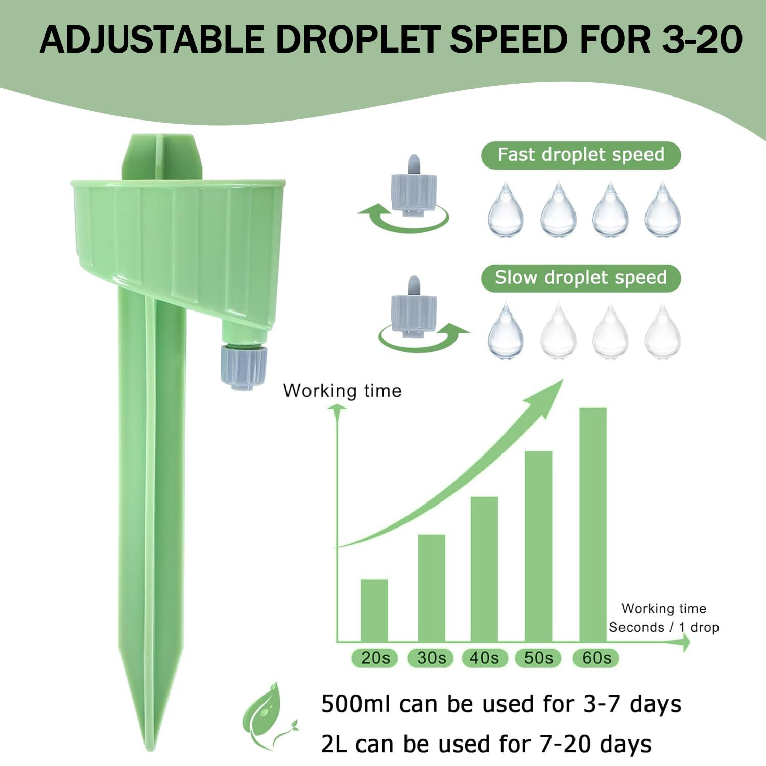 12 Pcs Self Watering Spikes for Plants, Adjustable Automatic Plant Watering System, Vacation Garden Irrigation Devices for House Plants, Garden Plants, Office Plants image number 5