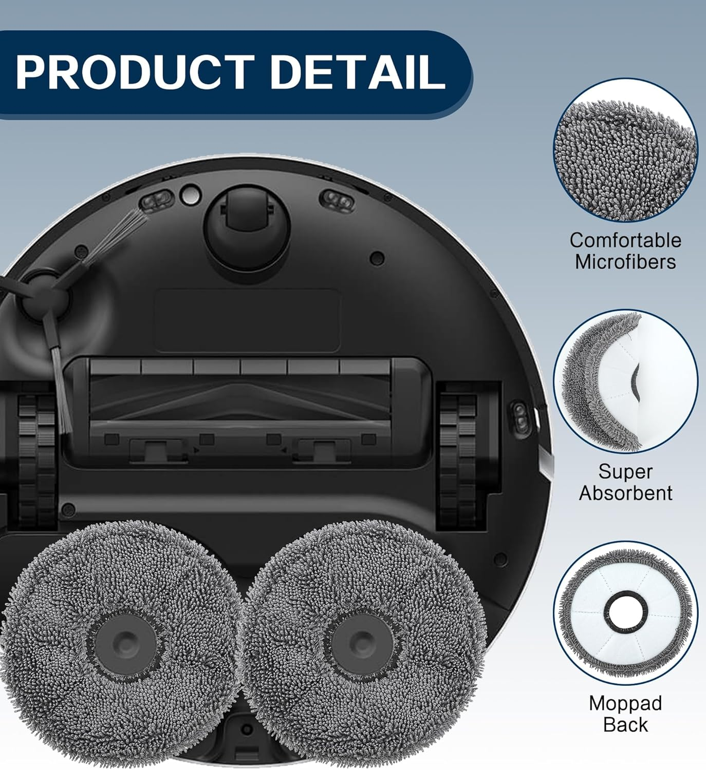 YBVABE Mop Pads Only for Dreame L10S Ultra Robot Vacuum Cleaner【Not for L10S Pro Ultra Heat / L10S Ultra Gen2 / X40 Ultra】&ndash; Replacement Microfiber Mopping Cloths, Washable Mop Cloth Pads Accessories image number 3
