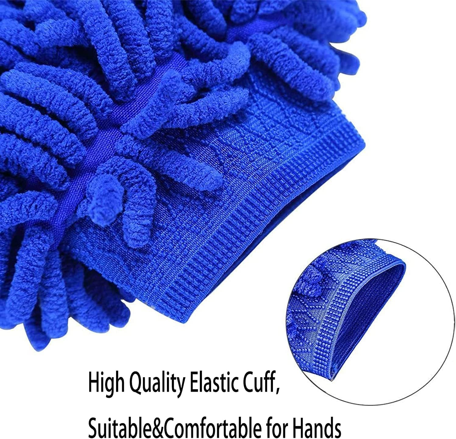 GPSTRJ Car Wash Mitt, 2-Pack Chenille Scratch-Free Microfiber Car Wash Mitt (9.4''X7.8''), Car Cleaning Glove, Drying Wash Mitt image number 4