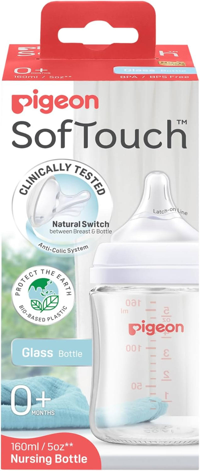 Pigeon Softouch 3 Baby Bottle Glass for 0+ Months Babies, BPA & BPS Free, 160Ml, 1 Pack image number 6