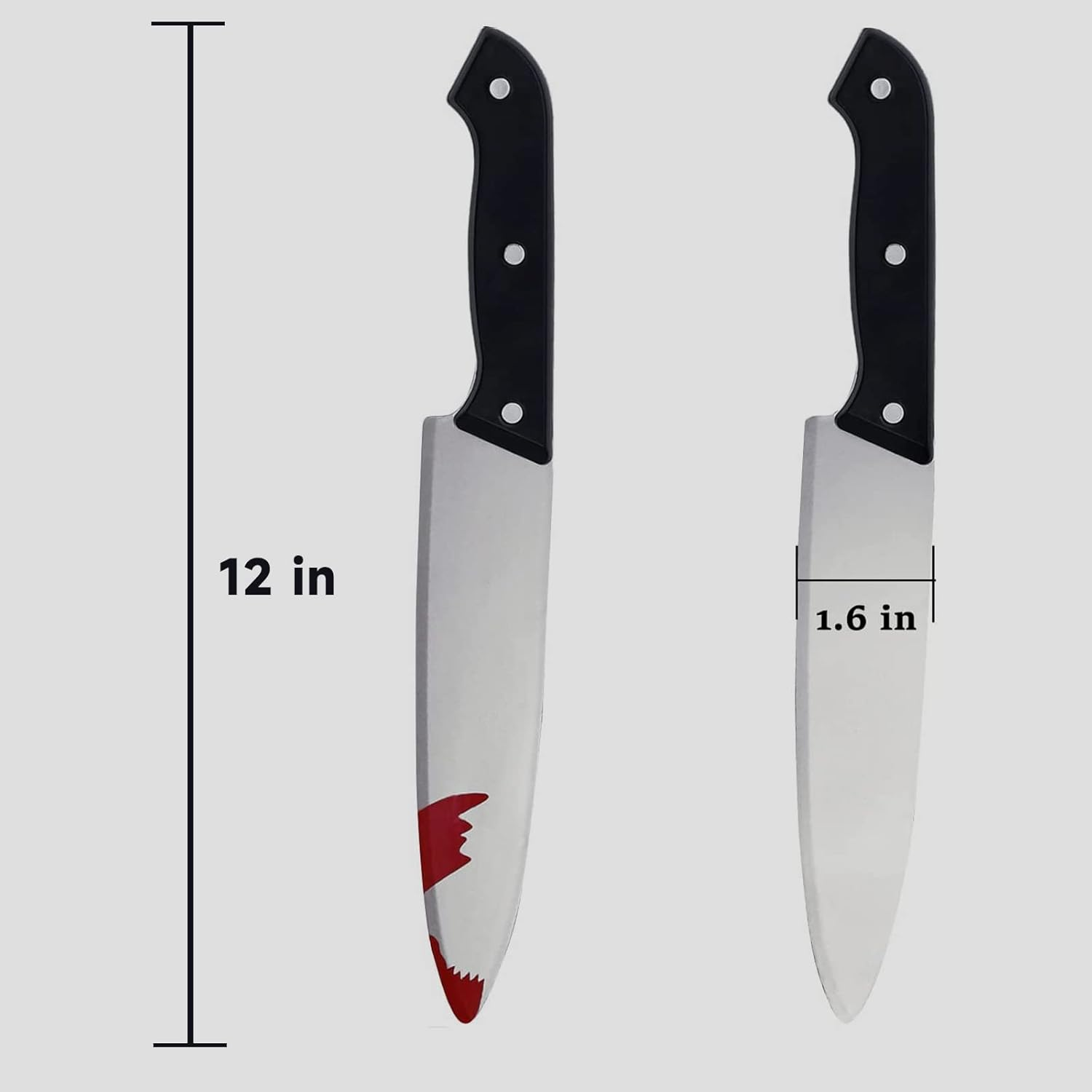 VZQI Plastic Knife 2Pcs Classic Halloween Blood Knife Horror Butcher Knife Props image number 5