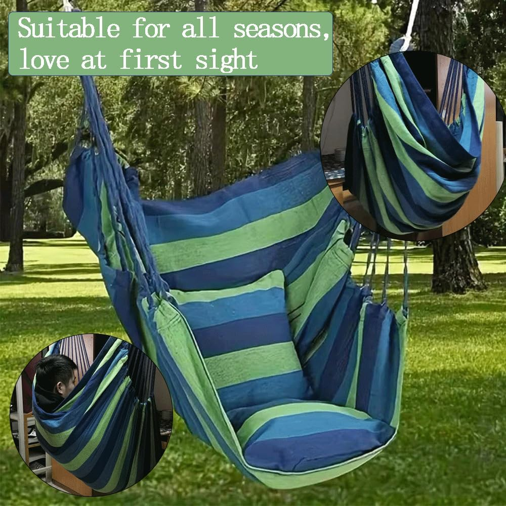 Hammock Chair Swing, 200Kg Capacity Hanging Rope Chair for Indoor & Outdoor, Sturdy Cotton Weave, Perfect for Bedroom, Patio, Porch, and Garden image number 3