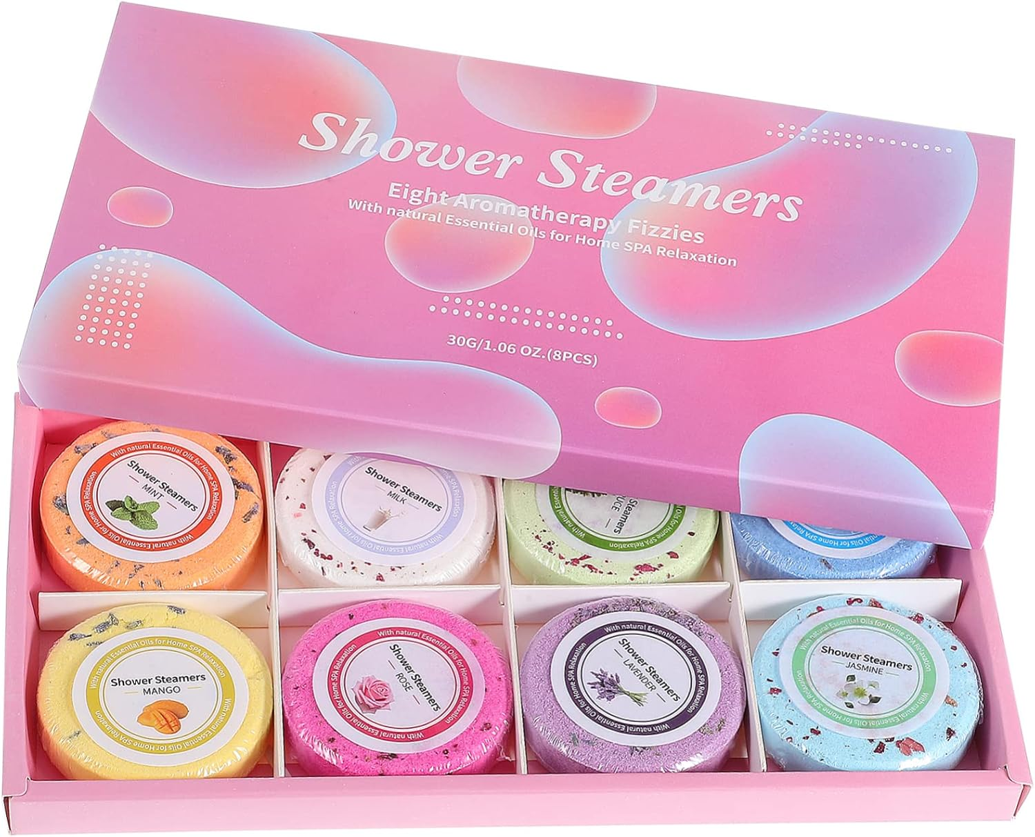 8Pcs Aromatherapy Shower Steamers Kit Essential Oils for Relaxation Spa-Like Shower Women Daily Self-Care Routine image number 4