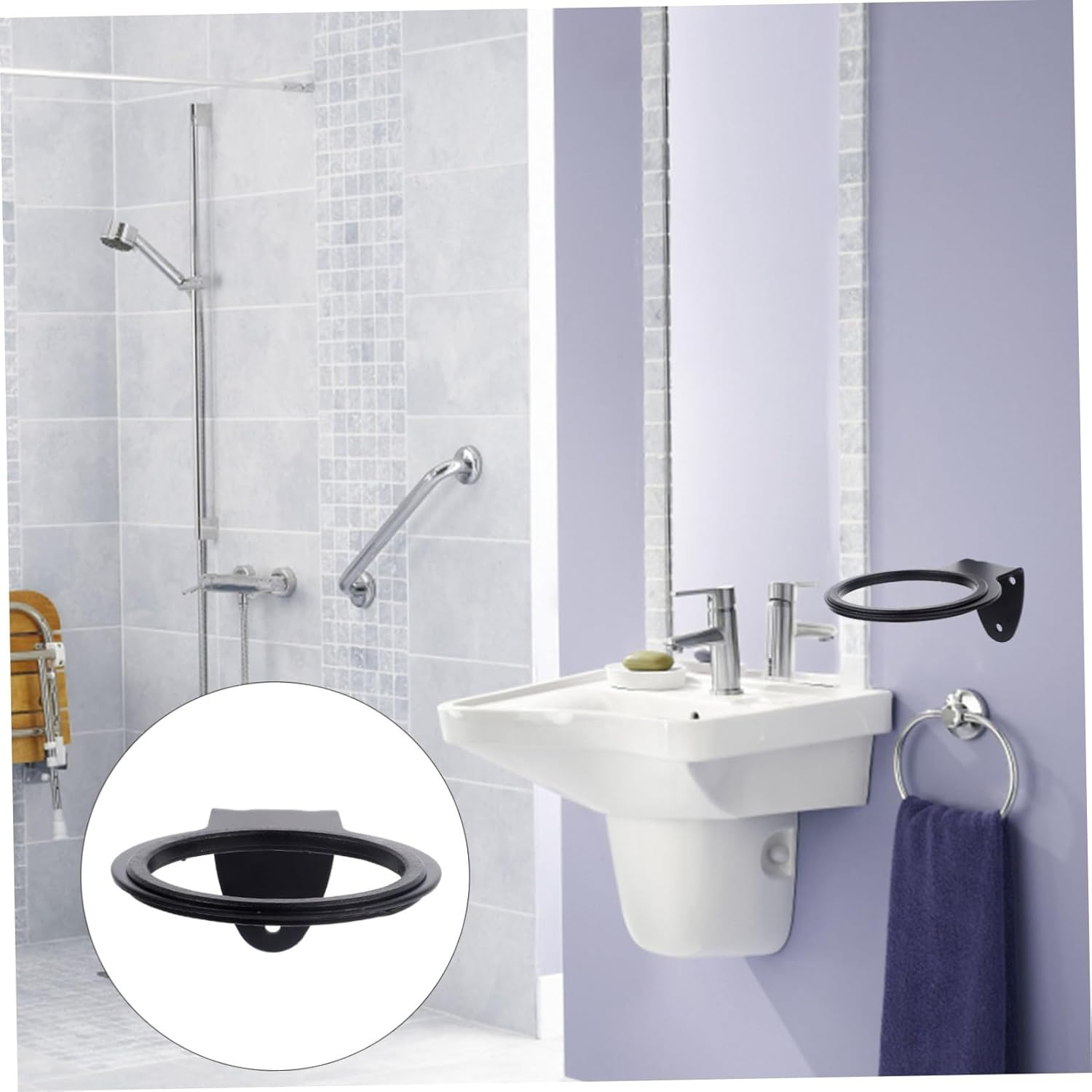 Beaupretty Stainless Steel Wall-Mounted Hair Dryer Rack Sturdy Hair Dryer Stand for Bathroom Toilet Holder for Storage Random Color image number 6