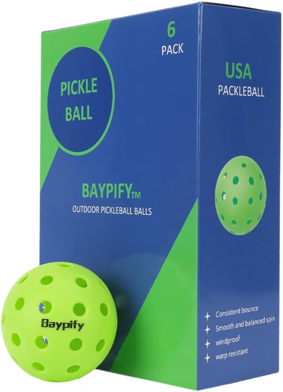 Pickleball Balls,6 Pack Outdoor Pickleball Ball, 40 Holes Design USAPA Approved and Sanctioned for Tournament Play image number 4
