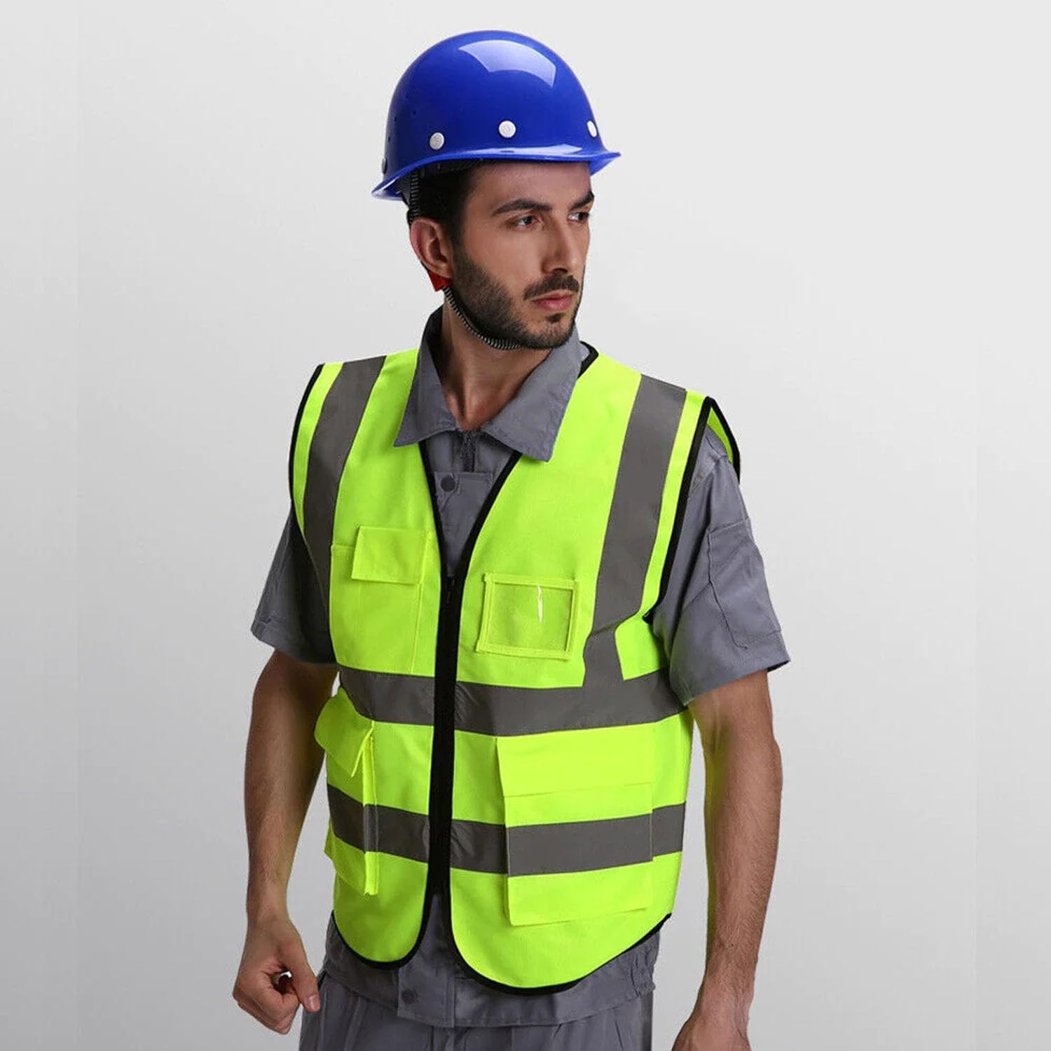 EZONEDEAL Reflective Safety Vest High Visibility Class, Zip Vest Pocket High Visibility Yellow Mesh Safety Vests Reflective with Pockets & Zipper, Hi-Vis Clothing for Men & Women, Hi-Vis Shirts image number 2