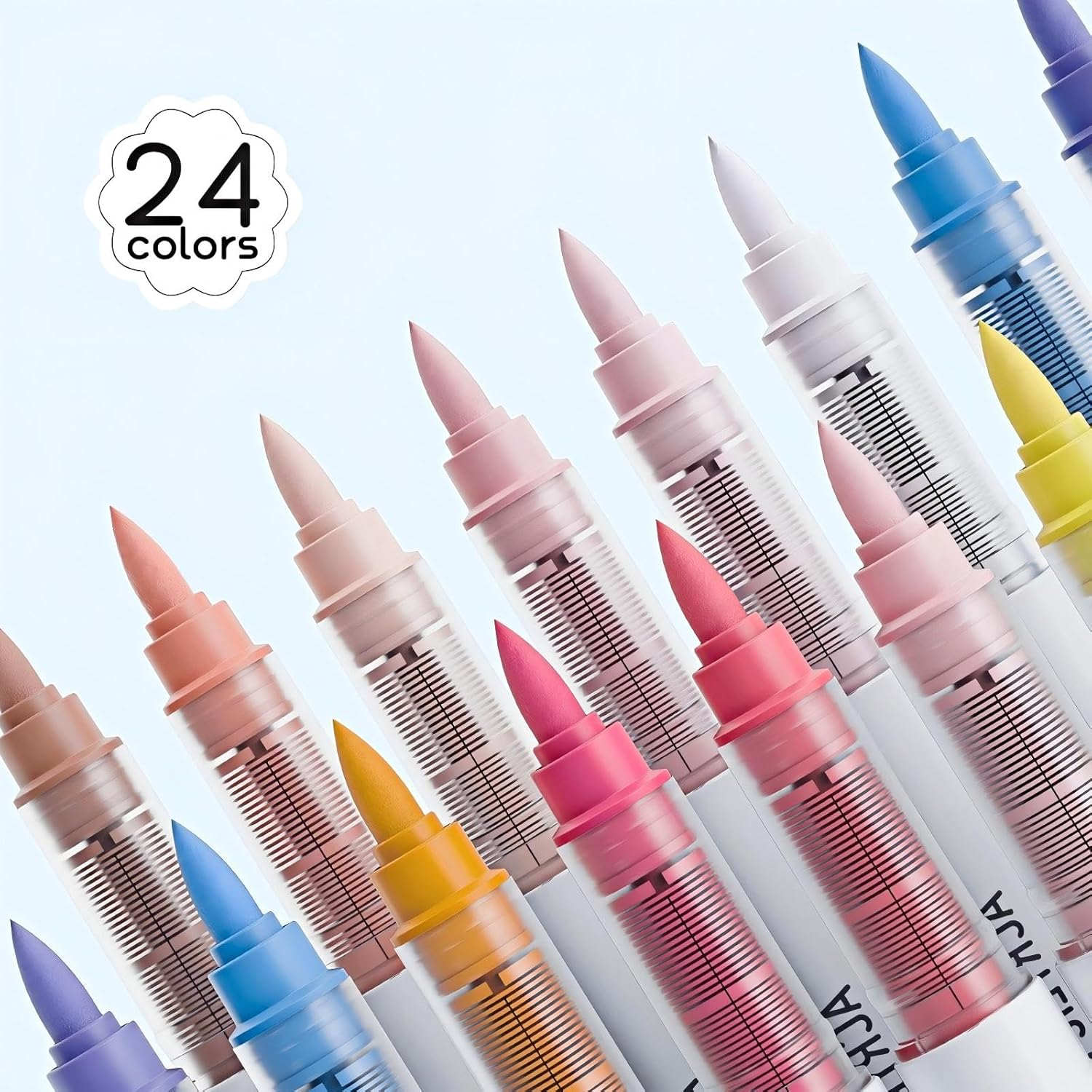 24 Colors Acrylic Paint Pens, Soft Brush Tip Acrylic Paint Markers with Fast Drying & No-Bleed Ink, Acrylic Markers for Rock Egg Wood Glass Canvas Painting and Drawing DIY Crafts Art Supplies image number 1