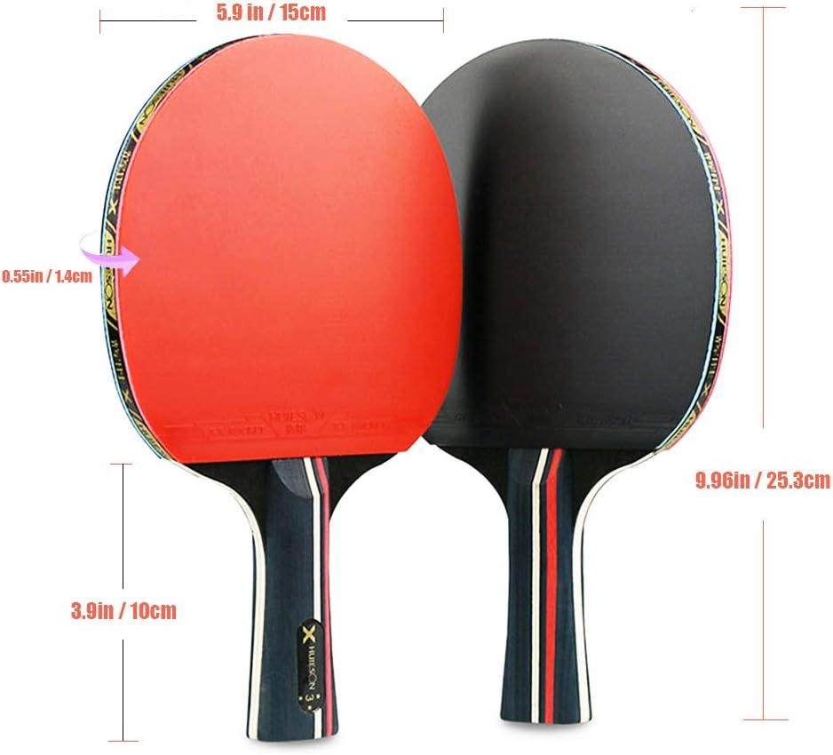 Premium Ping Pong Paddle Set, Table Tennis Racket Set Soft Sponge Rubber, Carry Bag Included image number 4
