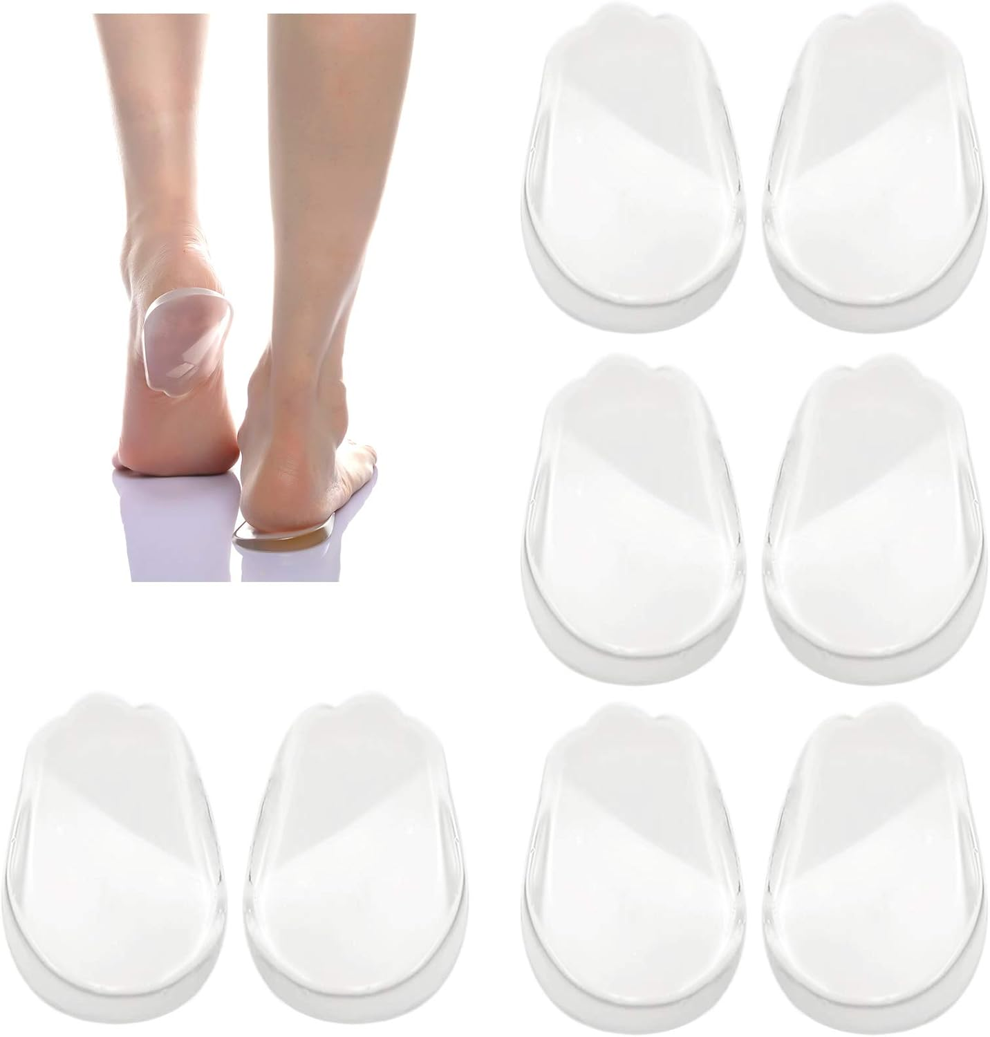 Medial & Lateral Heel Wedge Silicone Insoles - Supination & Pronation Corrective Adhesive Shoe Inserts Foot Alignment, Knock Knee Pain, Bow Legs, O/X Type Leg, Oste, Oarthritis (4 Pairs), 4 Pairs image number 3