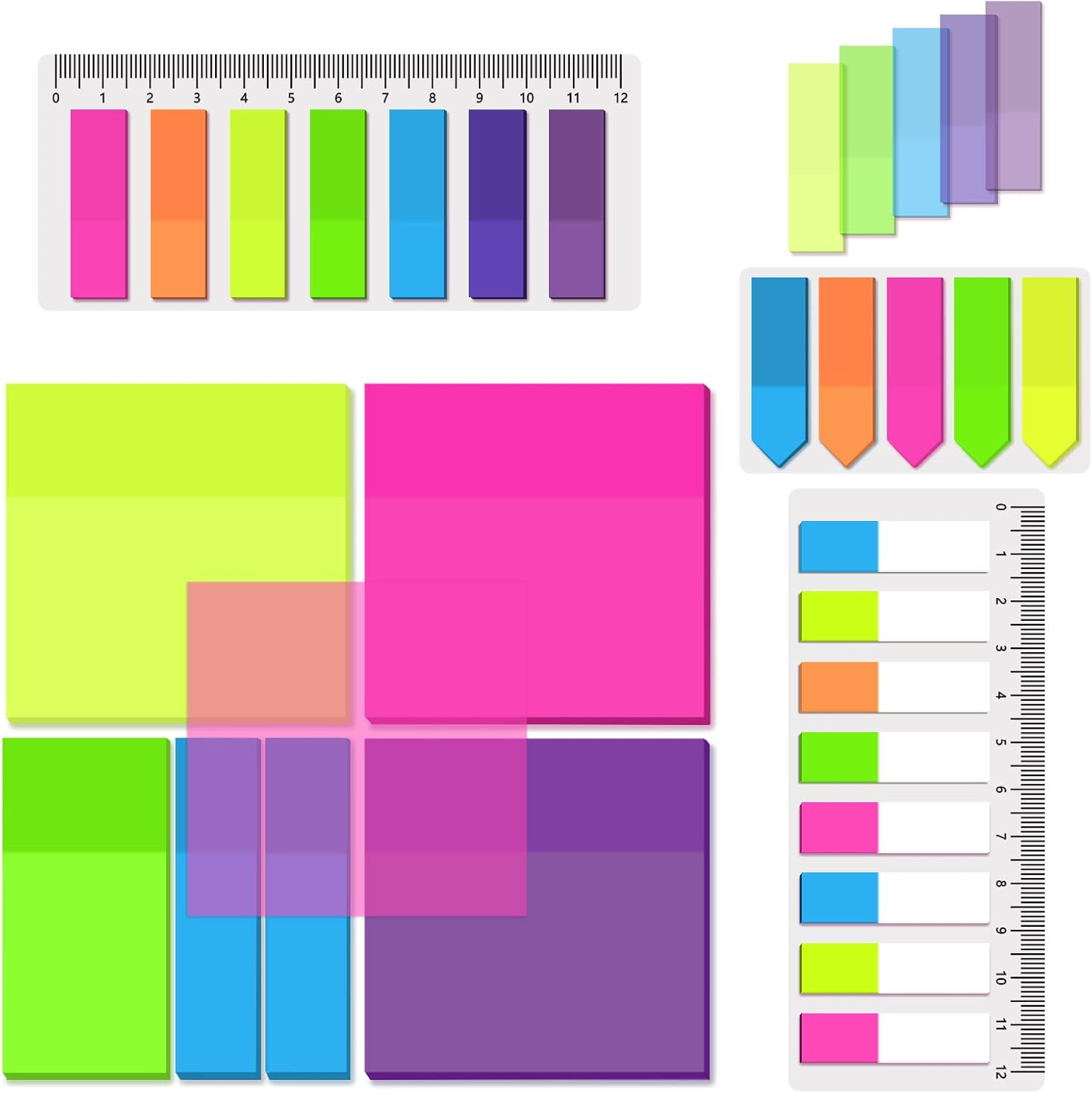 BAYTORY 700 Sheets Pastel Transparent Sticky Notes, Clear Waterproof 3 X 3 Inch See through Memo Pad, Self-Adhesive Translucent Writable Index Tabs for Annotating Books, Study Stationary Supplies