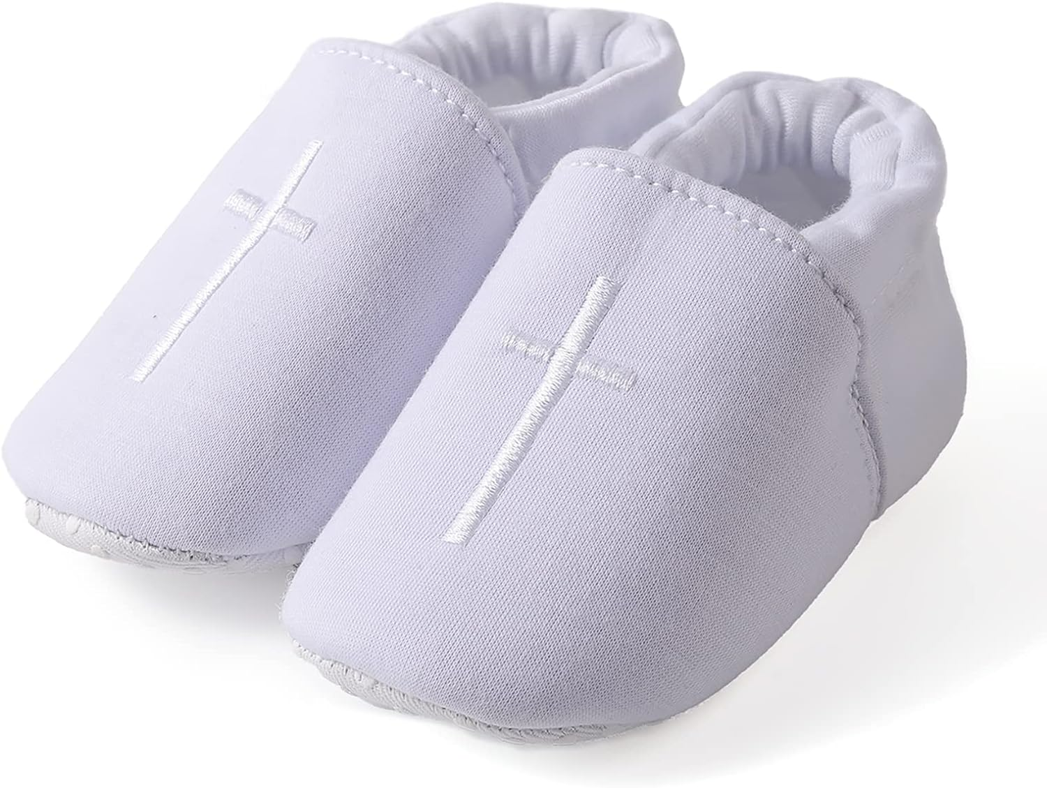 Baby Baptism Shoes for Boys Girls - White Christening Easter Shoes with Embroidered Cross, Great for Baptism Outfit image number 4