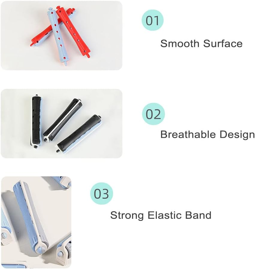 Xinyee 12 Pieces Perm Rods with Perm Rod Bands Cold Wave Rods Assorted Sizes Perming Curler DIY Hair Styling Beauty Salon Tools image number 1