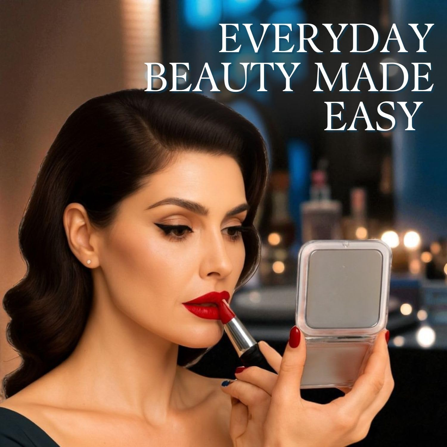 Folding Travel Mirror with 15X Magnification - Small Mirror for Travel Makeup - 3.3" Mini Square Folding Cosmetic Mirror (Silver) image number 1