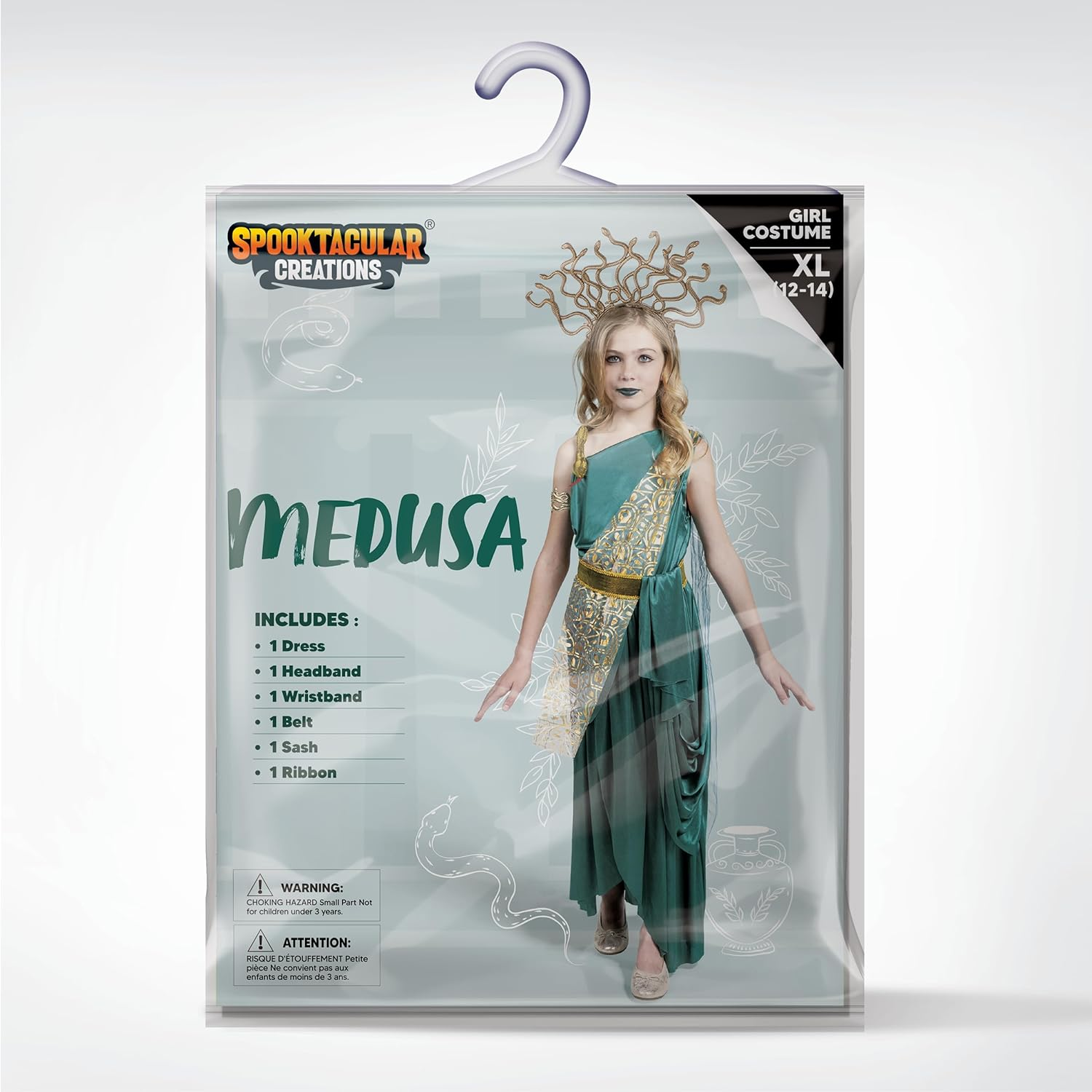 Spooktacular Creations Girls Medusa Costume, Child Green Medusa Dress with Headpiece Armlet for Kids Halloween Role Play image number 4