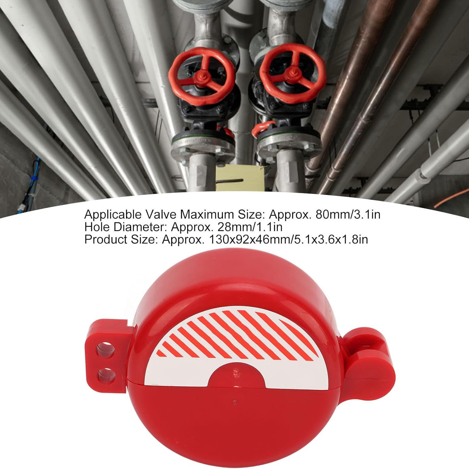 Joyzan Gate Valve Lockout, Valve Lockout Device Red Safety Lock Tagout Pressurized Gas Valves Plastic for Various Oxygen Storage Tanks Professional and Industrial Outdoor Use Water Spigot Faucet Locks image number 3