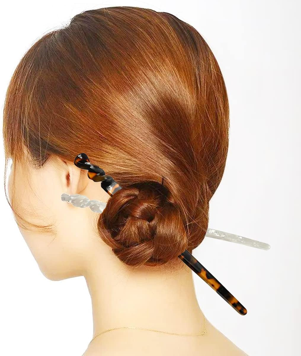 8 Pieces Acetate Hair Pins Sticks U-Shaped Straight Chopsticks Hairpin Hair Styling Accessories, Vintage Hair Pin Fork Hair Clips for Girls Women Updos Buns(Type A) image number 3