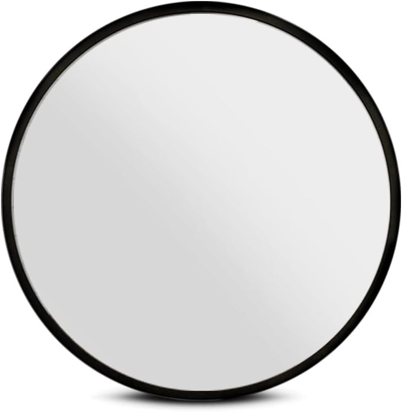 Embellir Wall Mirror, 90Cm Metal Frame Vanity Makeup Shower Bathroom Make up Mirrors Wall-Mounted Decorative Hanging Room Decor for Home Bedroom Hallway, Oval Silver Coated Modern Circle Black image number 2