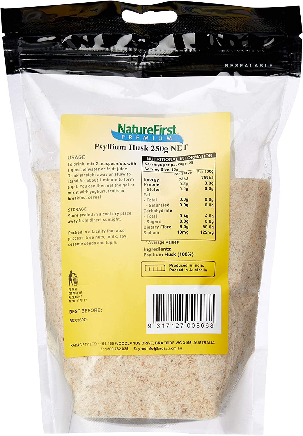 Pure Psyllium Husks 250 G, 250 G
