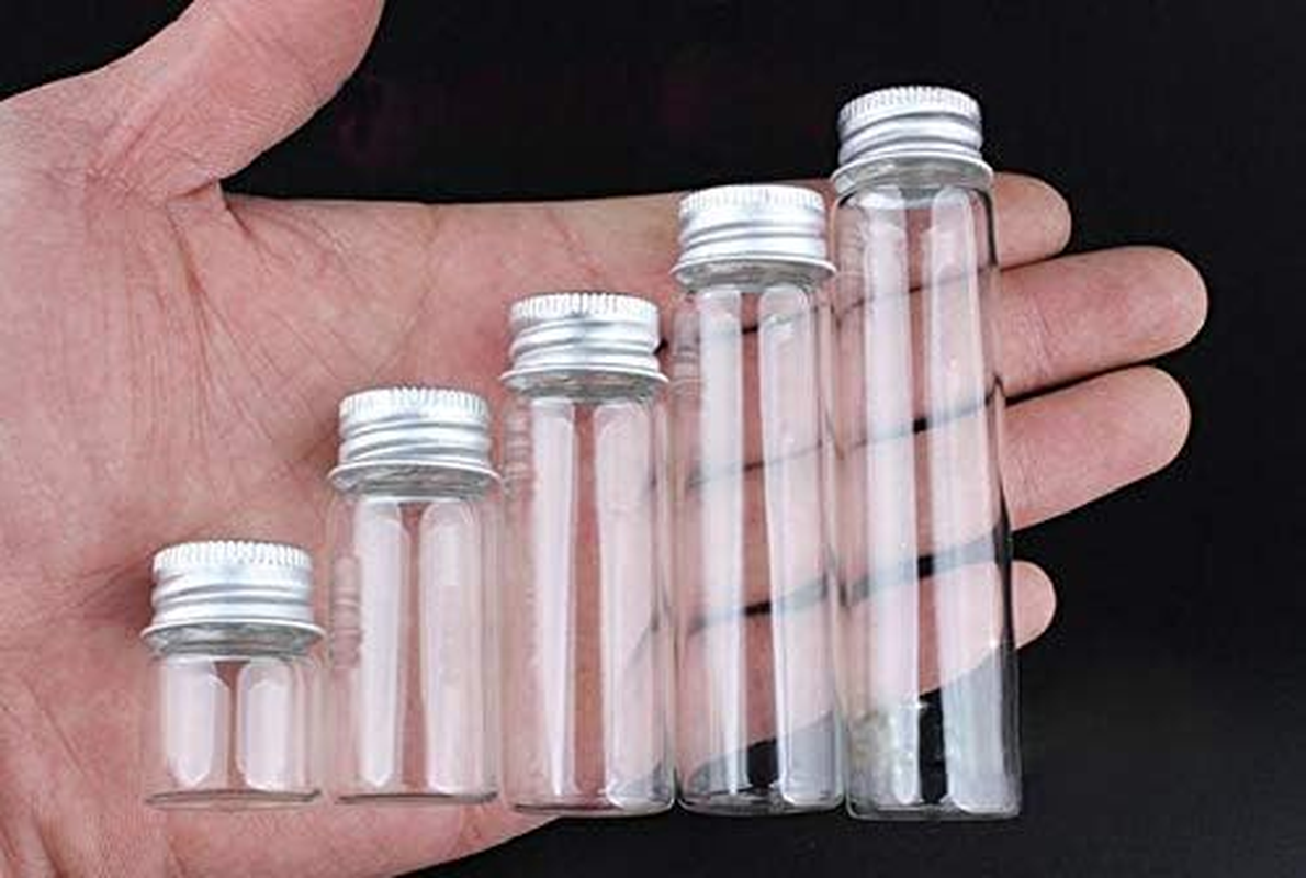 12PCS 15Ml Clear Glass Cute Strong Decorative Bottles Vials Tube Jars Cans Container with Aluminum Cap for Cosmetics Dispensing Sample Message Essential Oil Powders Wishing Storage