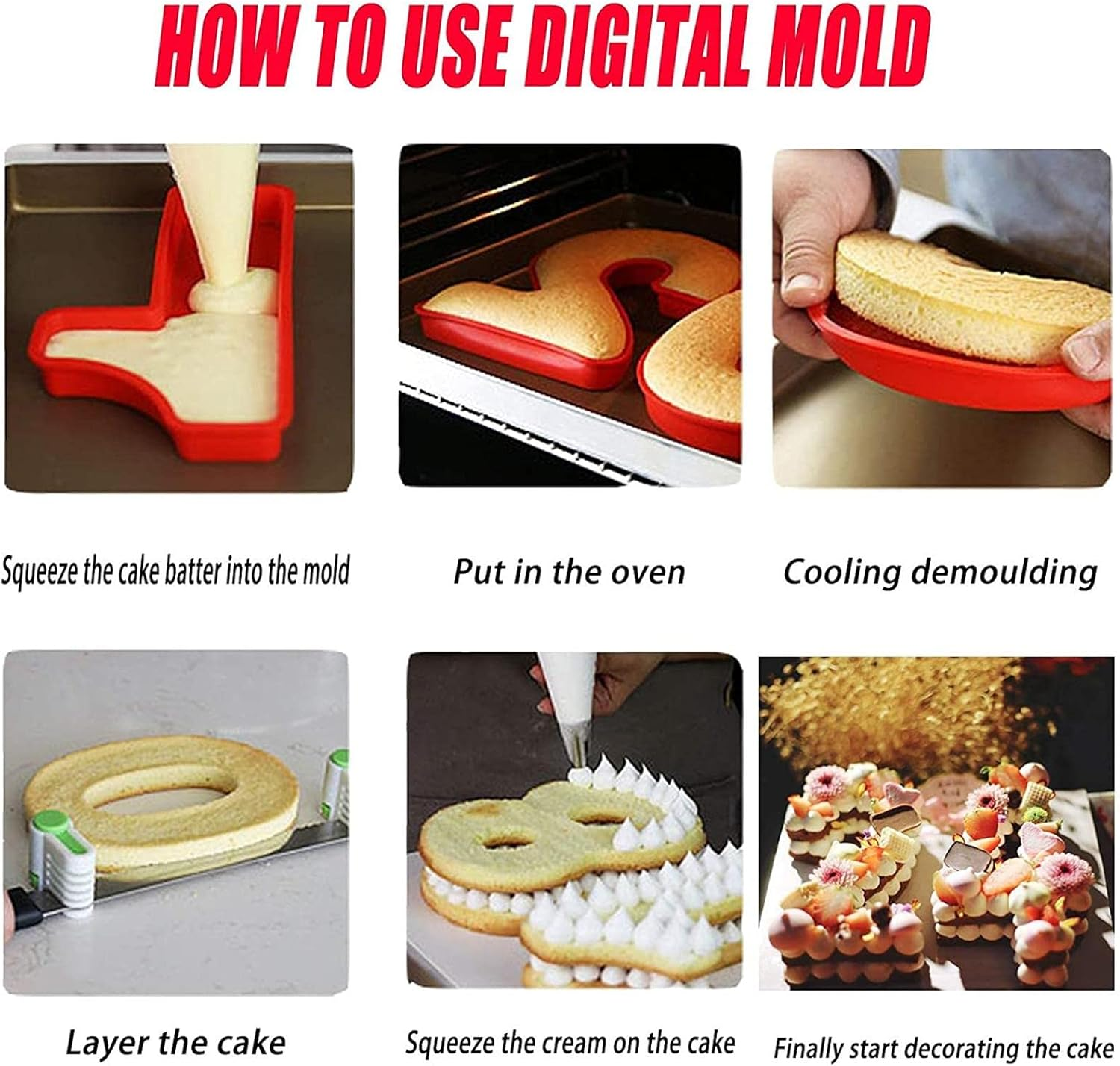 Number Cake Tins Silicone, Number 8 Cake Tin Mould, 10 Inch 3D Large Silicone Number Cake Moulds, Baking Pans for Birthday and Anniversary, BPA Free, Non-Stick image number 2