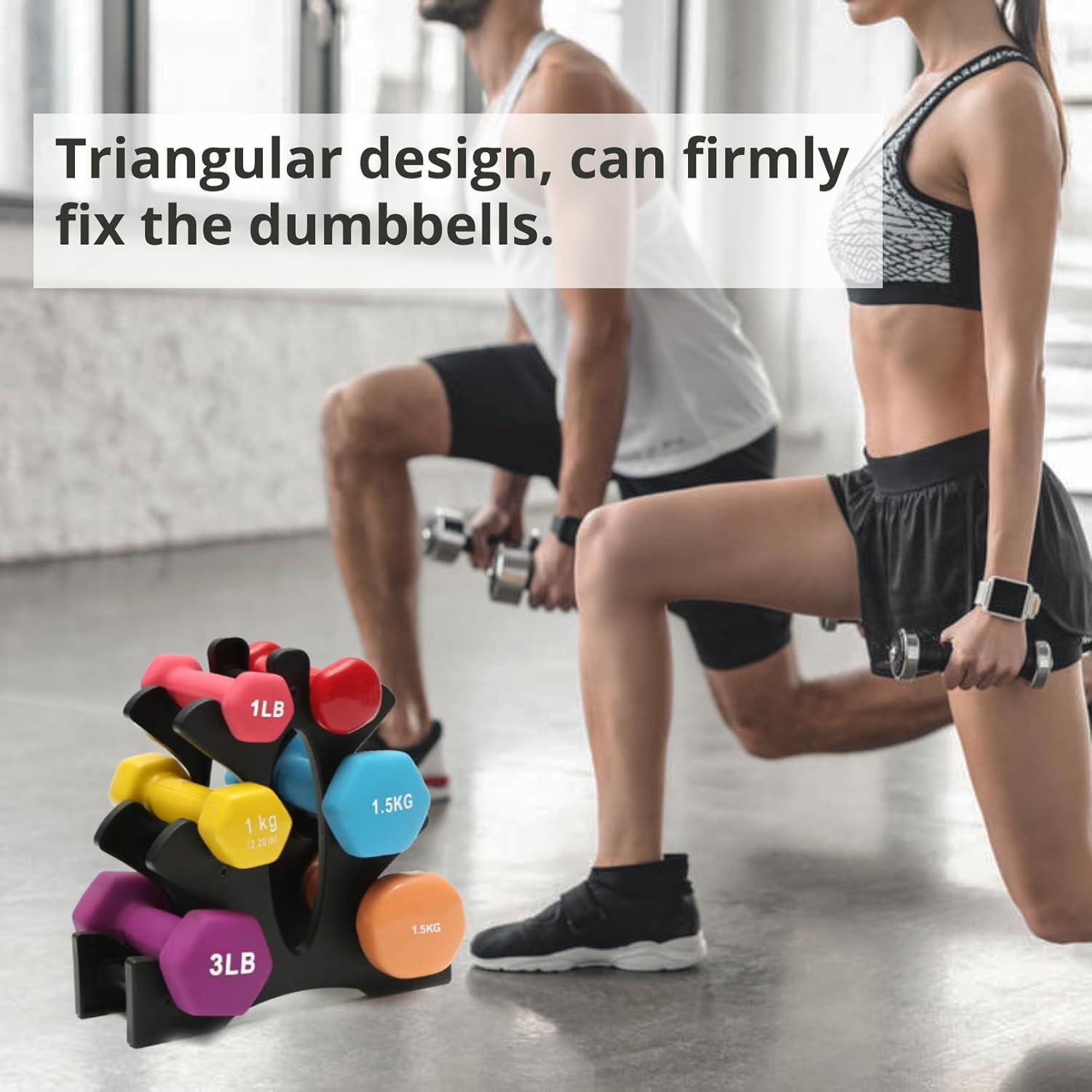 3 Tier Weight Rack, Compact Dumbbell Rack Stand, Fitness Dumbbell Organizer, Weight Rack for Home Gym Dumbbells for Home, Office and Gym Fitness, Easy Assembly(Without Dumbbells) image number 5