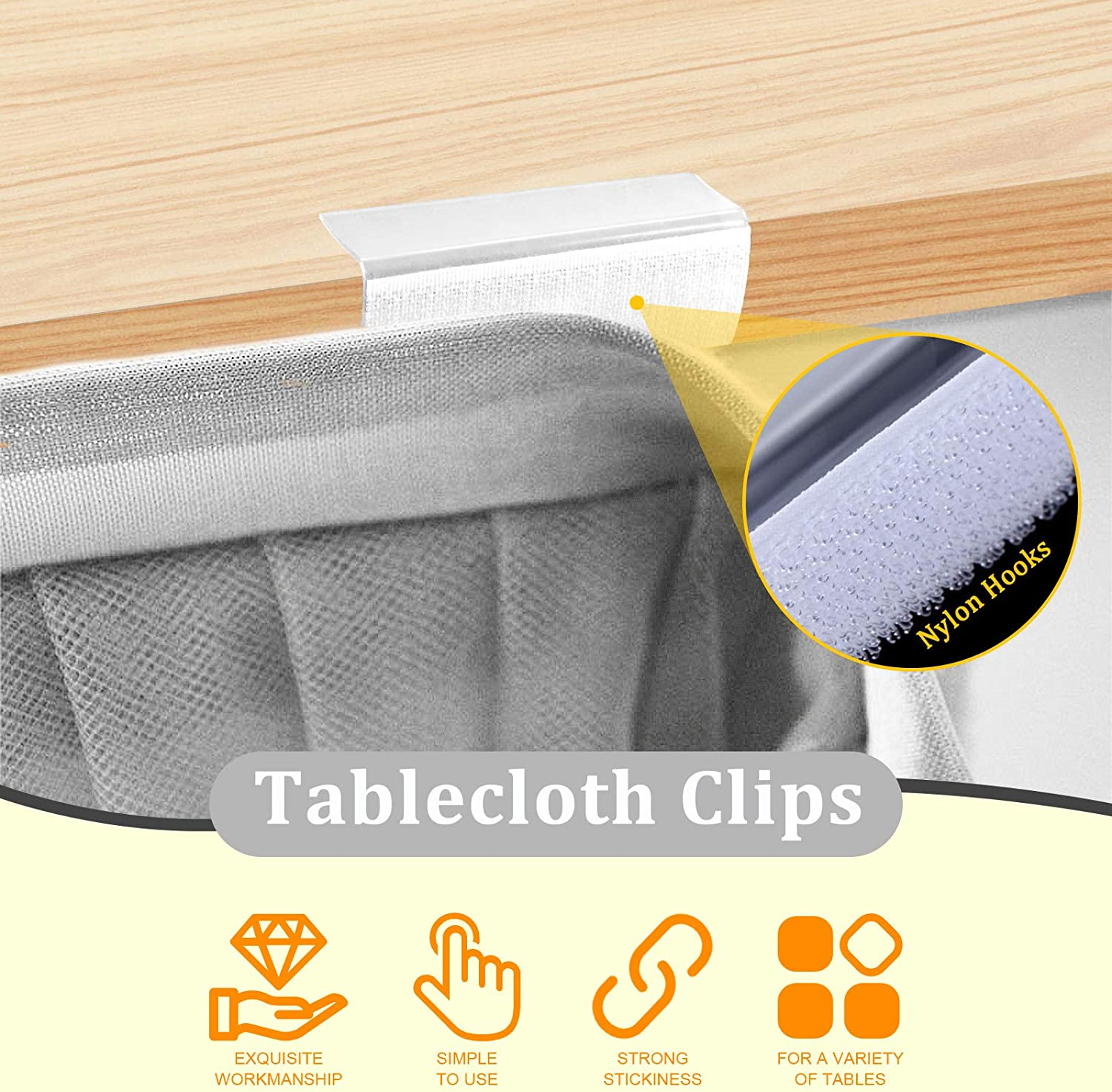 Table Skirting Clips - 30 Pcs, 3/4 Inch - 1 Inch, Hook and Loop, Indoor/Outdoor, Wedding, Party, Picnic, Banquet image number 2