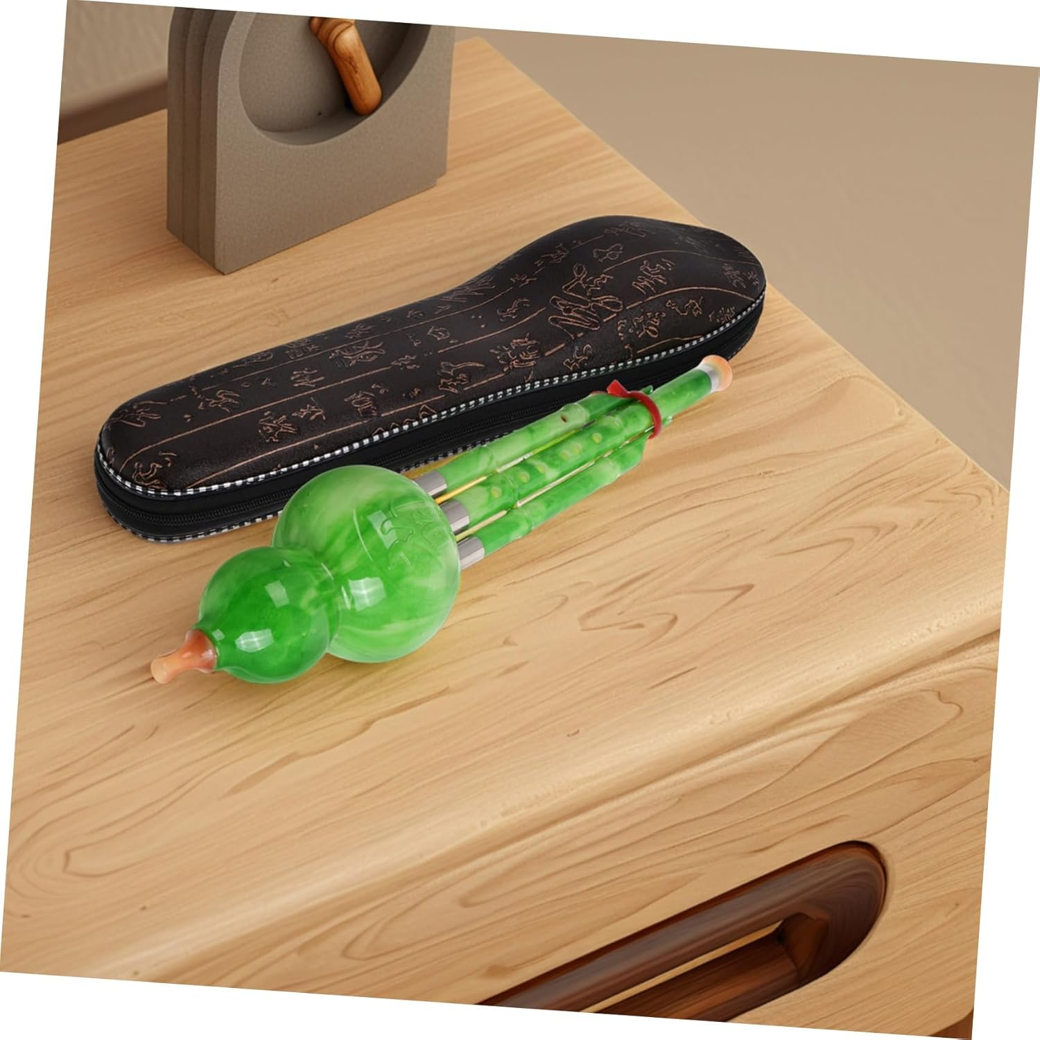 Traditional Flute C Key Gourd Resin Musical Instrument Leather Case for Beginners and Students