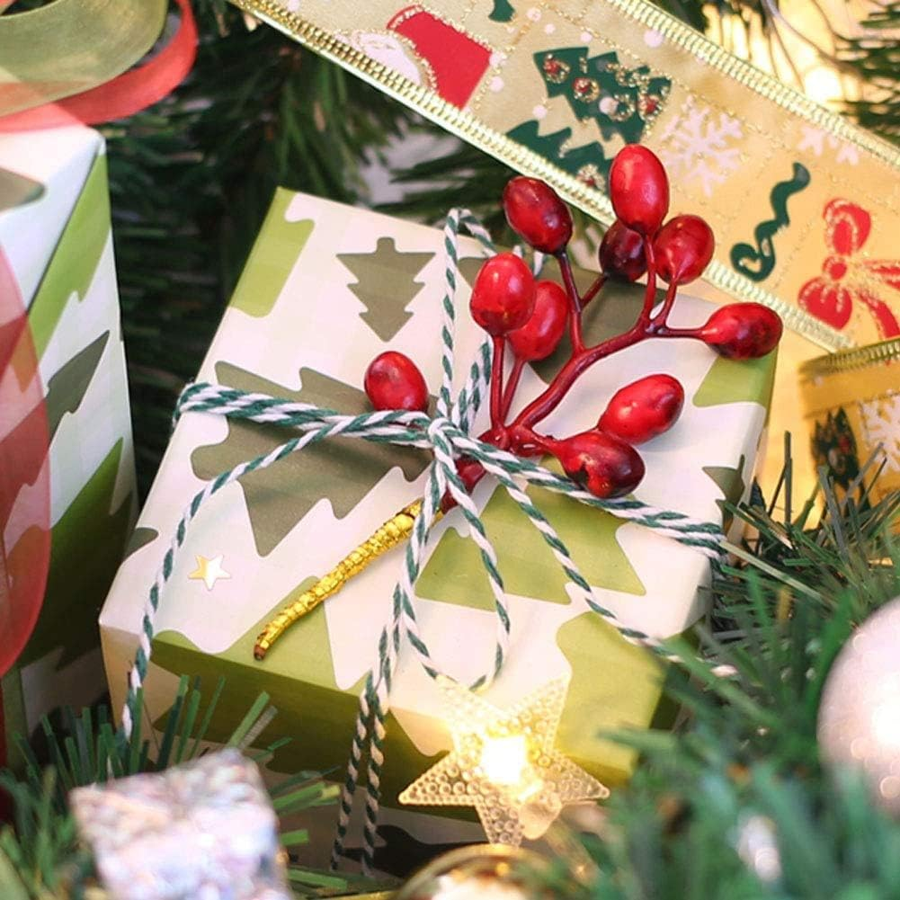 Christmas Cotton String Twine Rope for Gift Wrapping, 4 Rolls Baker Twine Packing Cord, Candy Ribbon image number 1