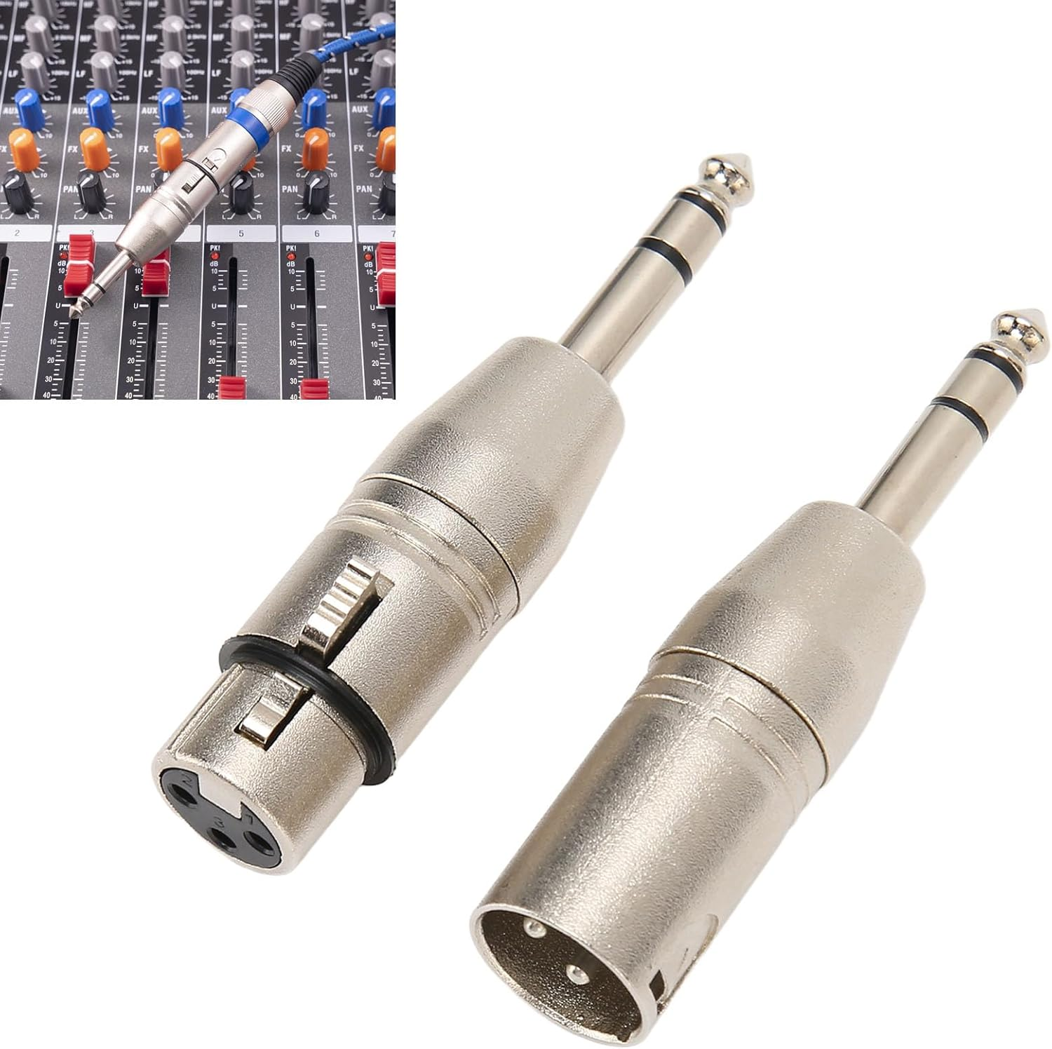 1/4 Inch TRS to XLR Adapter, Balanced Female XLR to Quarter Inch 6.35Mm Male Adapter, Microphone Cable for Mixers Microphones Amplifiers Eqs