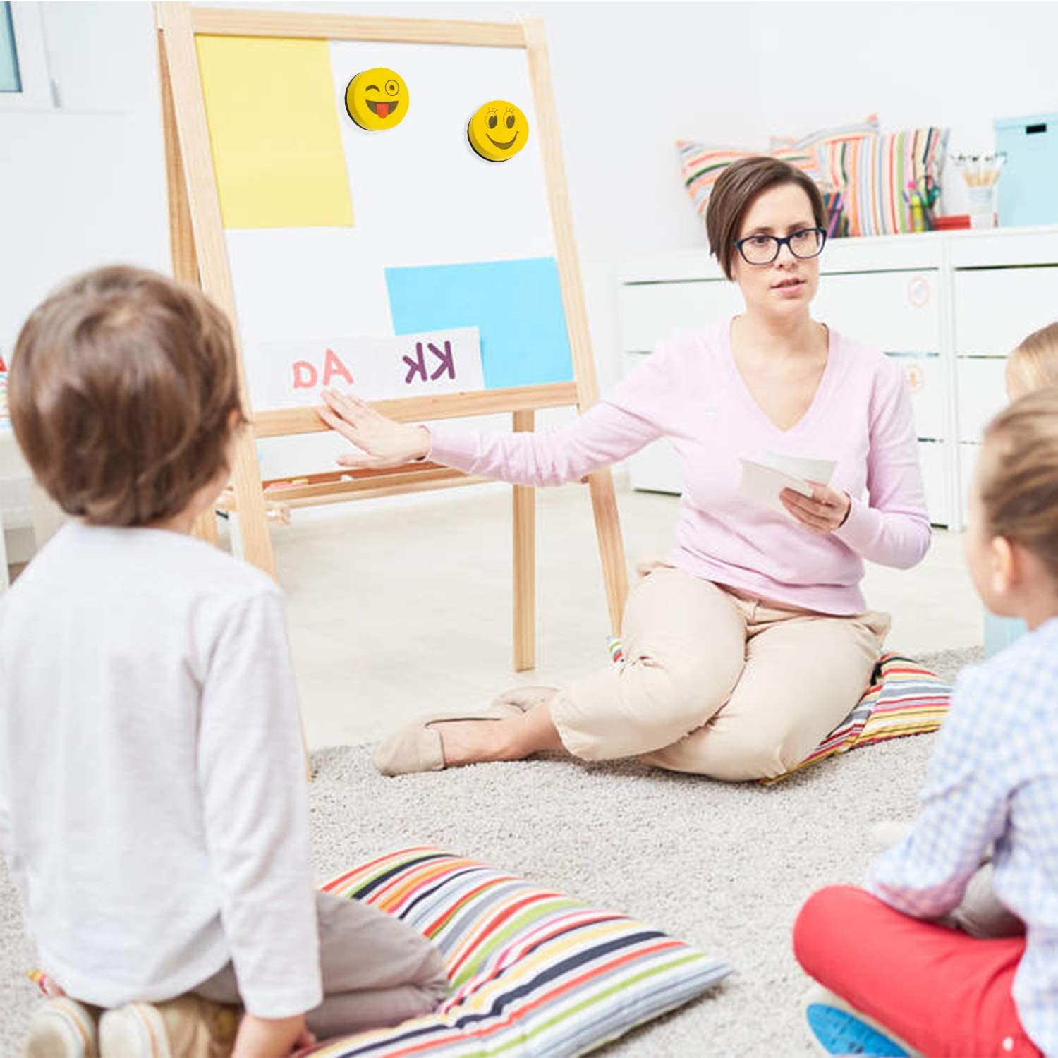 White Board Erasers for Kids Small Eraser Dry Erase White Board Cleaner Wiper Emotion Dry Erase Erasers for Kids Classroom Home and Office(12 Pack)