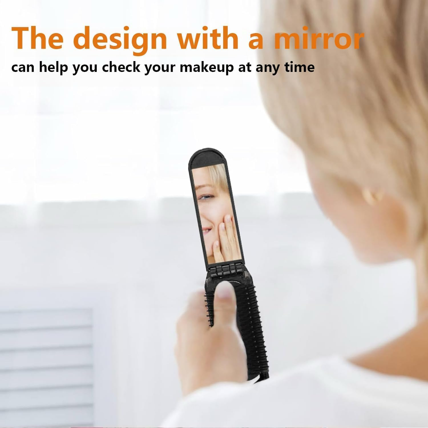 Travel Folding Pocket Hair Brush with Mirror,2Pcs Small Foldable Hair Comb,Small Foldable Hair Comb Portable Compact Hair Brush Mini Hairbrush Pocket Hair Brush with Mirror image number 3