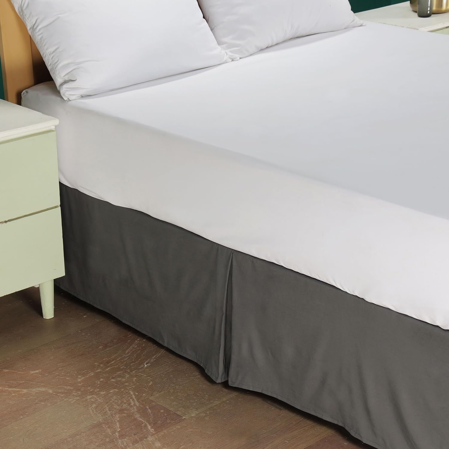 NY Threads - Pleated Bed Skirt - Queen - Easy Fit - Soft Brushed Microfiber, 16 Inches Drop - Simple Design, Machine Washable - Ideal for Hiding under - Base Bed Skirt - Grey image number 1