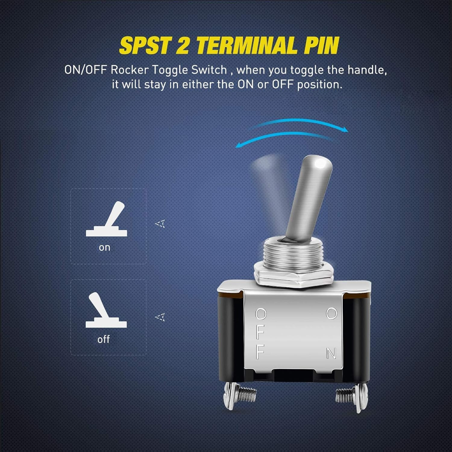 Toggle Switch, Waterproof Toggle Switch 5Pcs with Weatherproof Boot Cap Cover - Heavy Duty On-Off Switch for Auto Car Marine Boat, Plastic and Metal image number 1