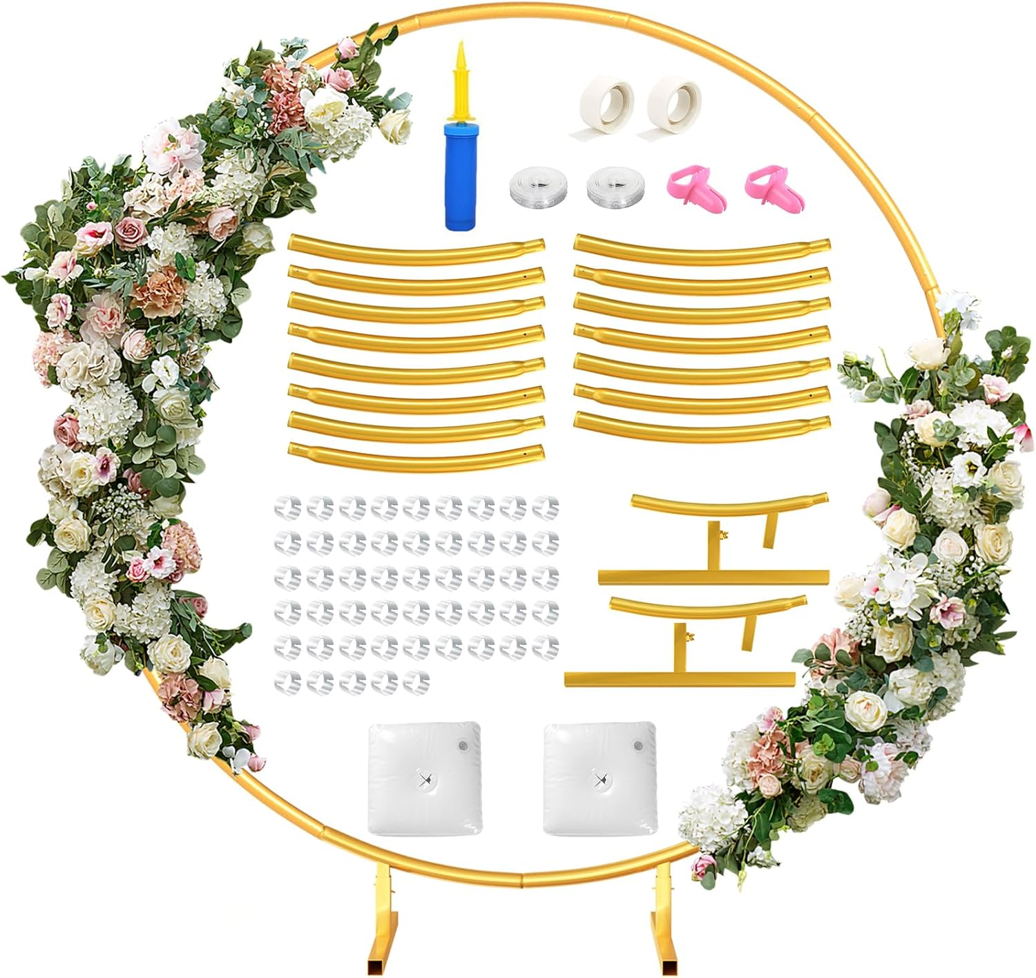 Round Backdrop Stand 7.2FT - Stable Gold Circle Balloon Arch Stand Metal Arch Backdrop Stand for Wedding Birthday Party Baby Shower Decoration (7.2FT) image number 4