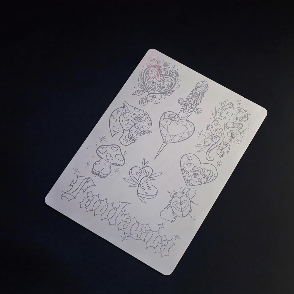Double Sided Pre-Printed Tiny Tattoo Practice Skin with Stencil White/Pink Fine Line Tattoo Skins for Training Tgobeauty image number 6