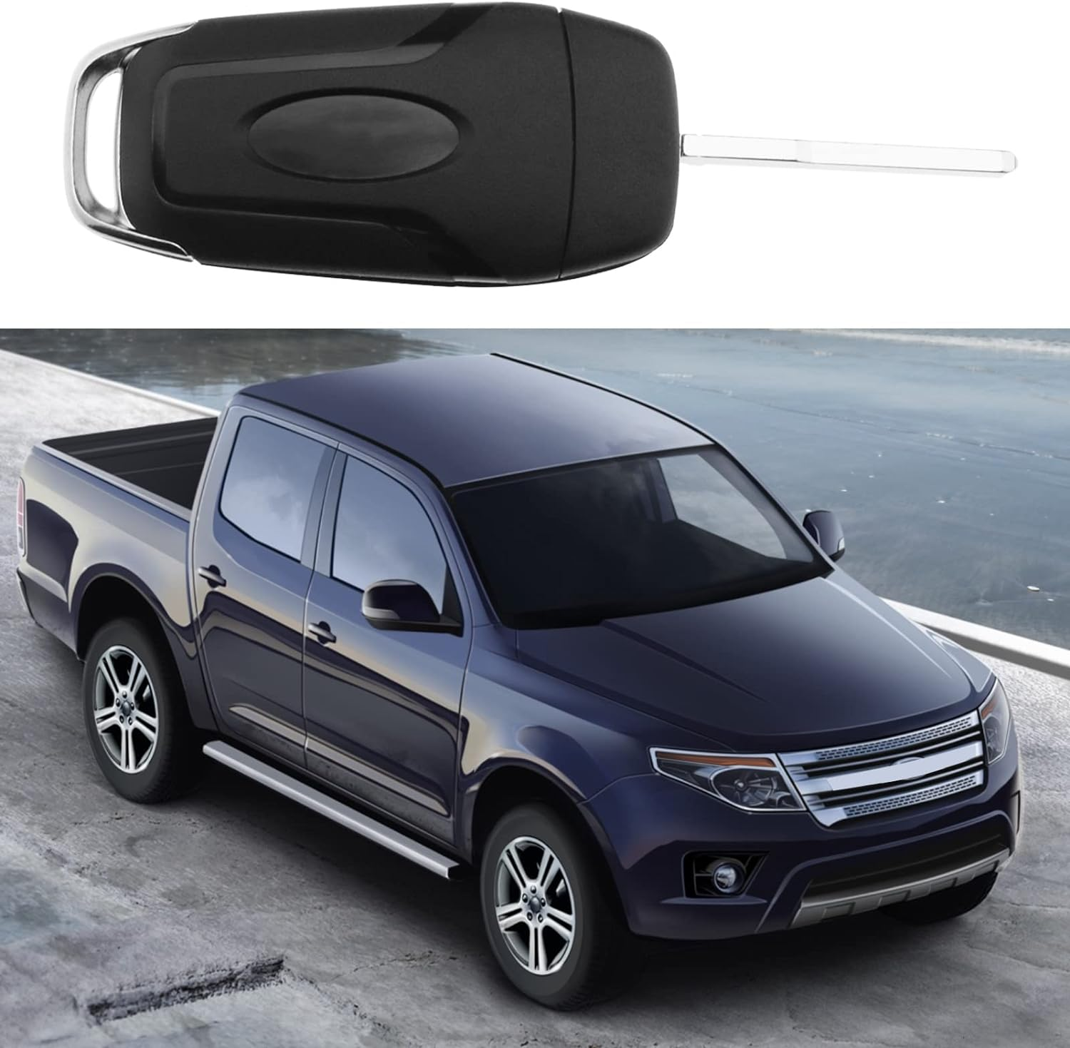 Ecsing 2 Button Remote Flip Key Shell Compatible with Ranger T6 2015-2019 Replacement Folding Remote Key Fob Case Cover Housing with Uncut Blade image number 2