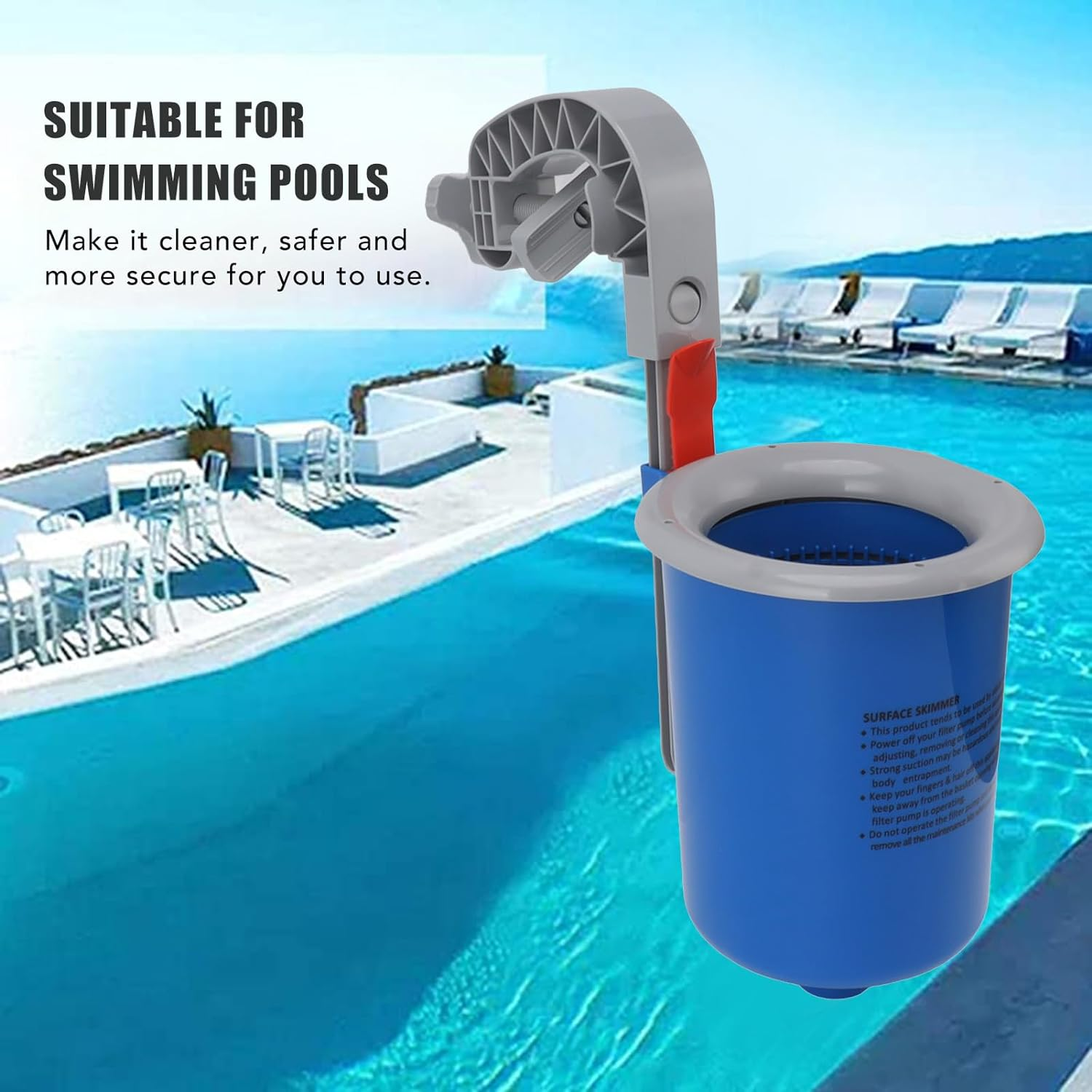 Pool Surface Skimmer, Wall Mount Automatic Skimmer Ground Pool Skimmer with Removeable Skimmer Basket, Removes Pool Surfaces Leaves for Pool Cleaning image number 2