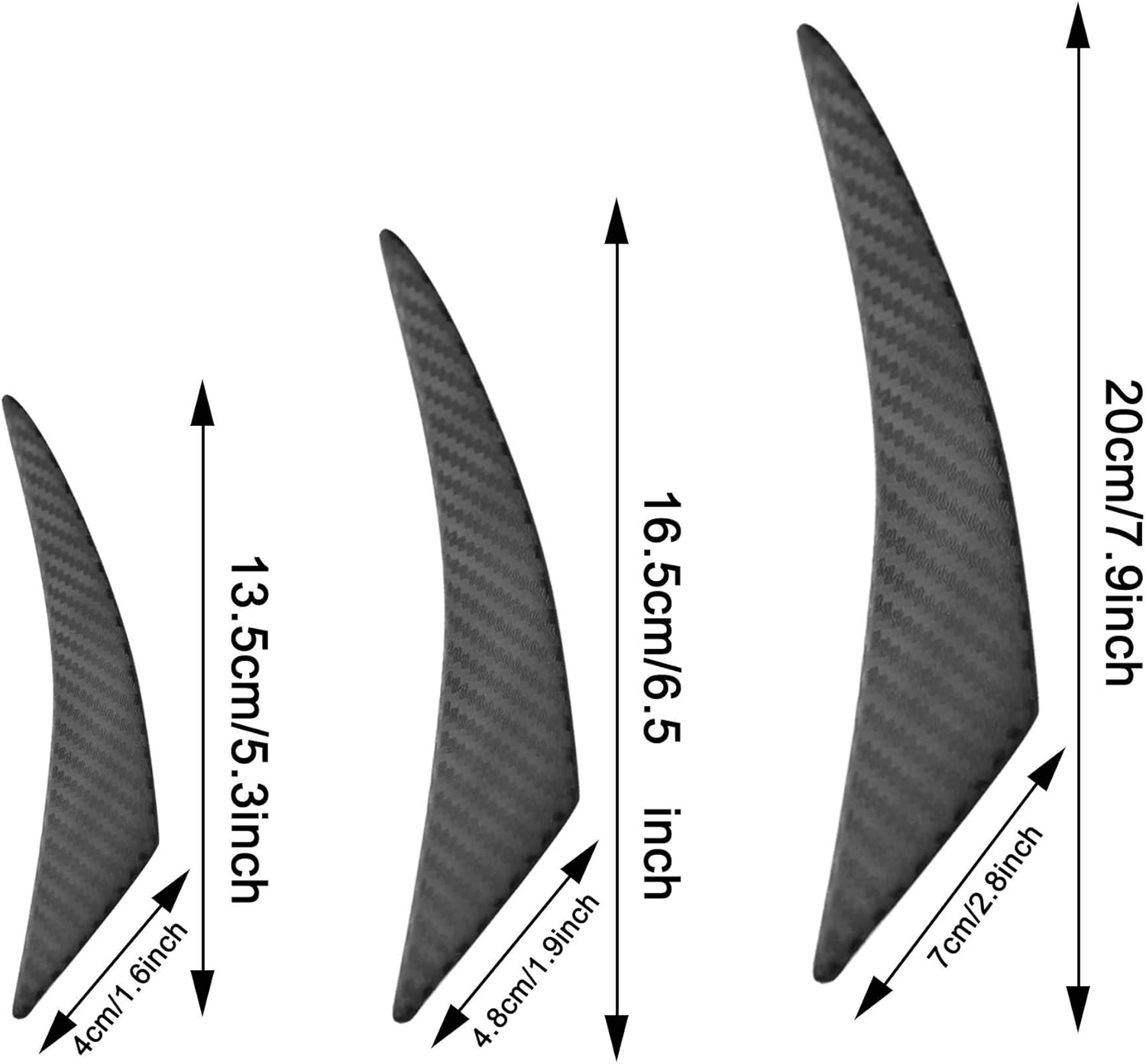 TOMALL 6Pcs Universal Car Front Bumper Lip Splitter Carbon Fiber Exterior Rubber Fins Spoiler Canards Kit for Car Body Auto Anti-Collision Strip Decoration Accessories Stickers for Car (Carbon Fiber) image number 2