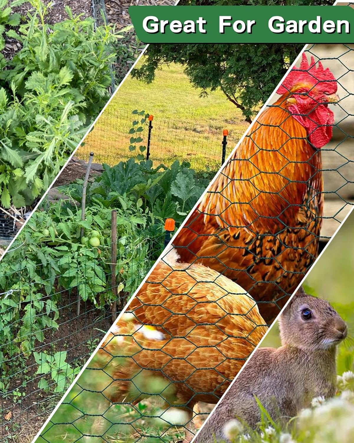 Chicken Wire Fencing,13.8X118 Inch Chicken Wire,19 Gauge PVC Coated Chicken Wire Mesh with 1" Fine Mesh,Hexagonal Galvanized Chicken Wire Fence,Floral Chicken Wire for Crafts Garden Poultry image number 2