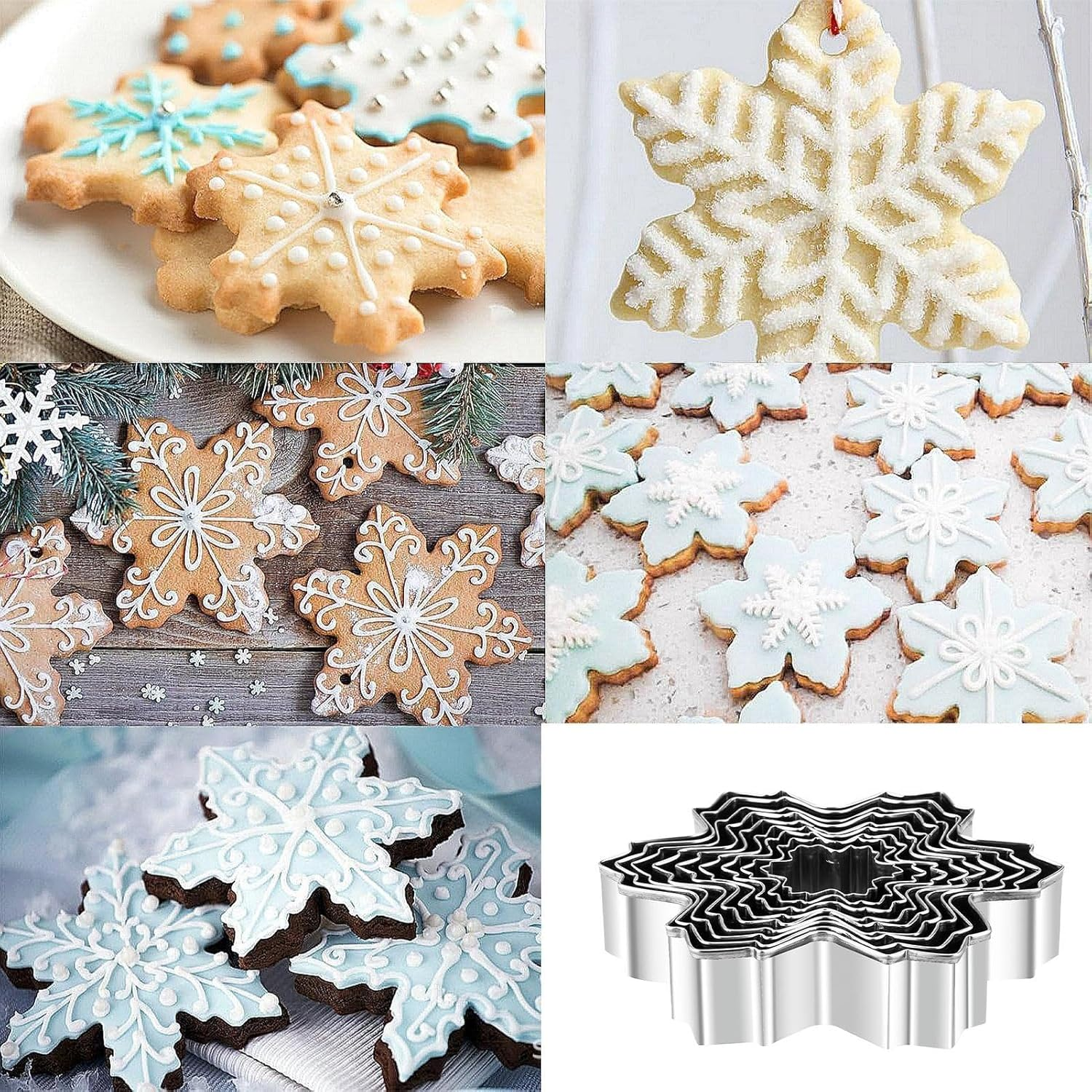 Christmas Cookie Mold - Baking Molds Cookie Cutter,9X Holiday Cookie Baking Tools, Snowflake Cookie Shaper, Stainless Steel for Homemade Baking image number 1