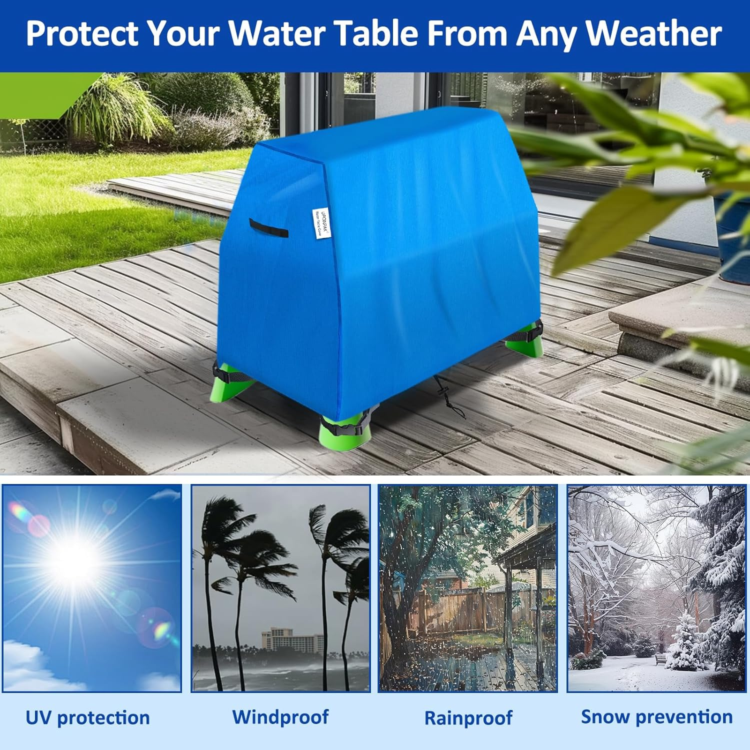 Kids Water Table Cover, Sand Table Toys Covers, Waterproof, Outdoor Kids&lsquo; Play Table Cover, Fit Step2 Rain Showers Splash Pond Water Table, Blue image number 4