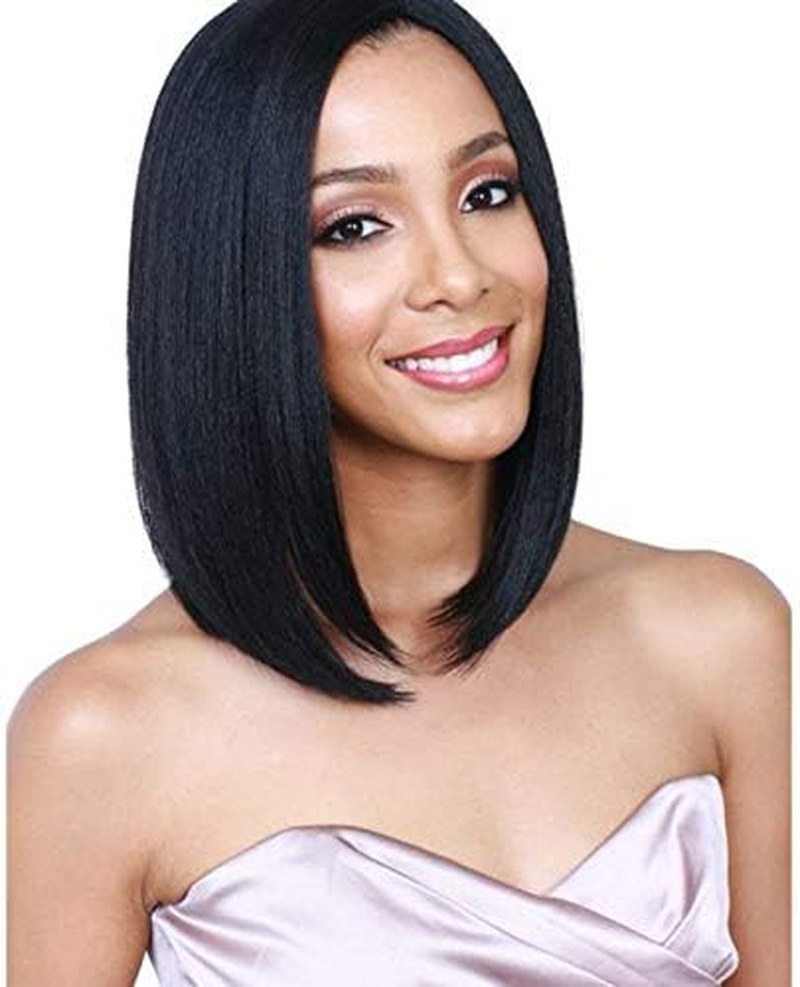 Bob Wigs for Black Women Short Synthetic Glueless Full Head Wigs Straight Bob Wigs for Women Naturally Soft (Black, 45CM) image number 2