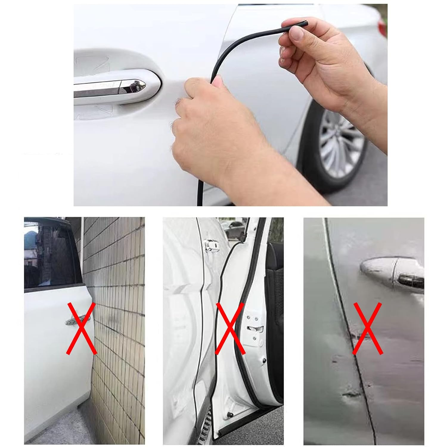 Car Door Edge Guards Self Adhesive Rubber U Channel Edge Trim Metal Edge Protection Guard for Most Car Doors, Hatches, Lockers, Panels (5Ft, Black) image number 2